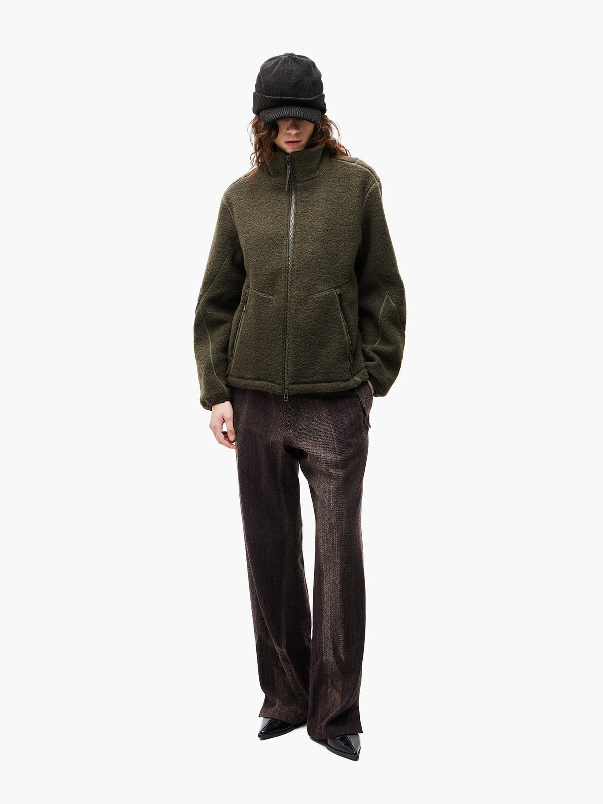 Jiyong Kim - Sun-Bleached Raw-Edge Straight Trousers (Brown) product image 2 | TRAB K-Fashion Australia