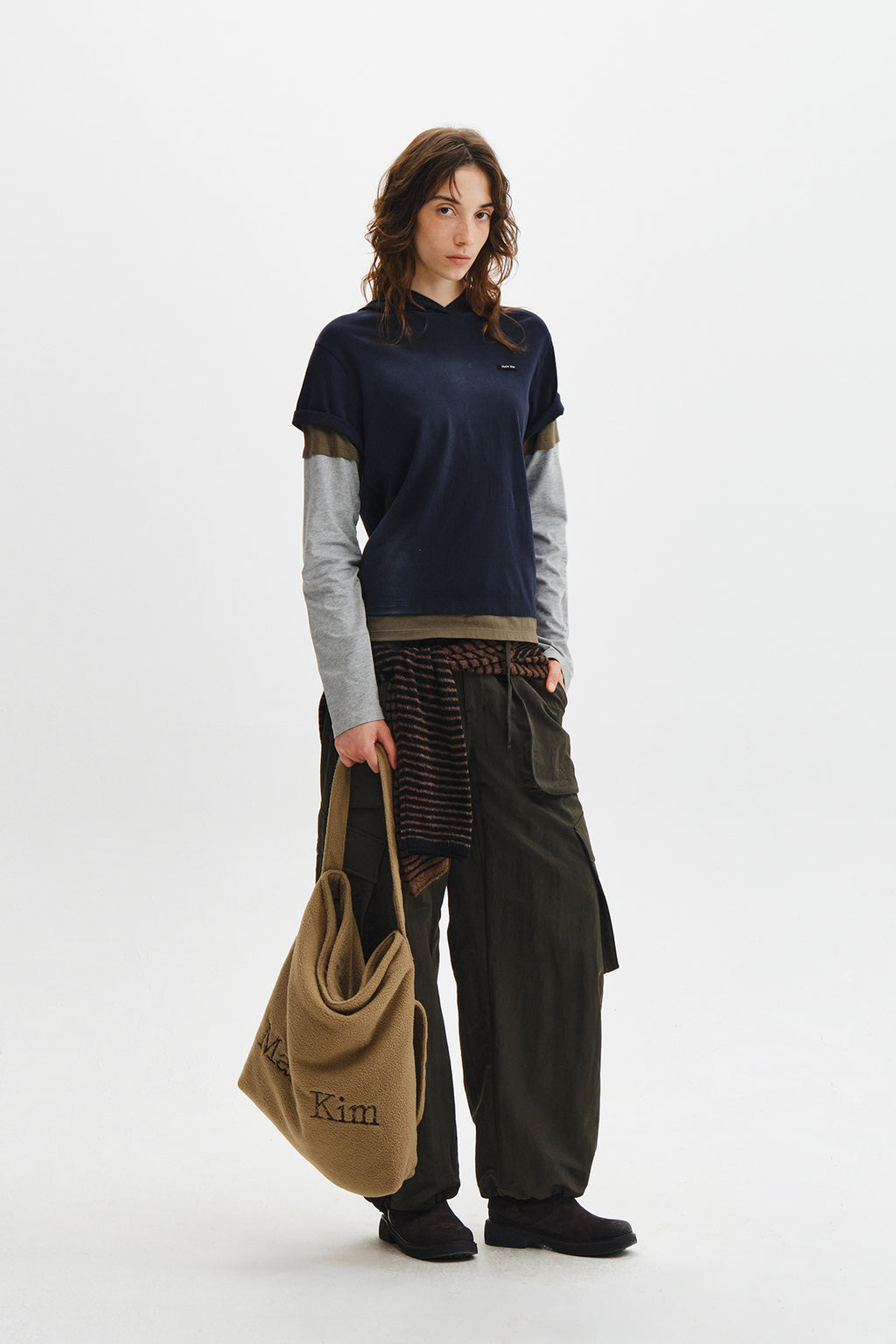 Matin Kim - Dust Washed Layered Hood Top (Navy) product image 11 | TRAB K-Fashion Australia