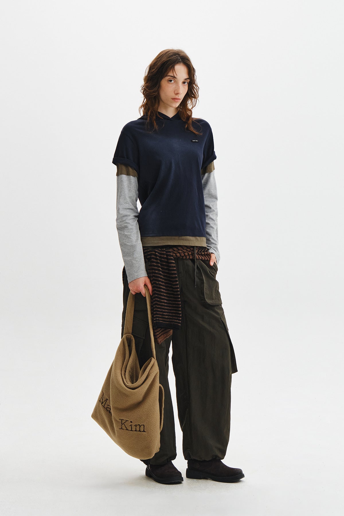 Matin Kim - Dust Washed Layered Hood Top (Navy) product image 11 | TRAB K-Fashion Australia