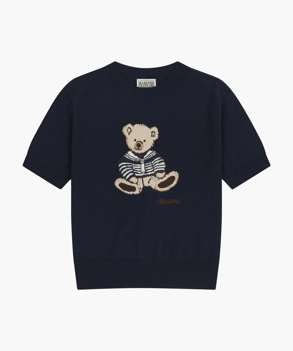 Marithe & Francois Girbaud - Doodle Bear Half Knit Pullover (Navy) product image 6 | TRAB K-Fashion Australia