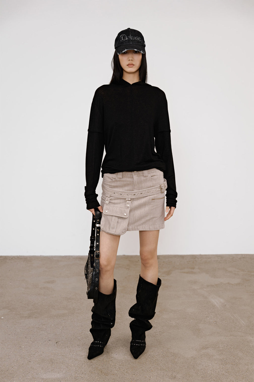 Deinet - Fake Hood Long Sleeve (Black) product image 5 | TRAB K-Fashion Australia
