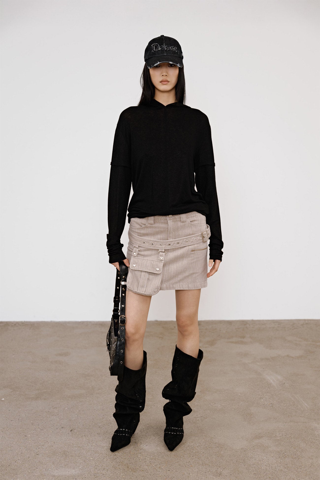 Deinet - Fake Hood Long Sleeve (Black) product image 5 | TRAB K-Fashion Australia