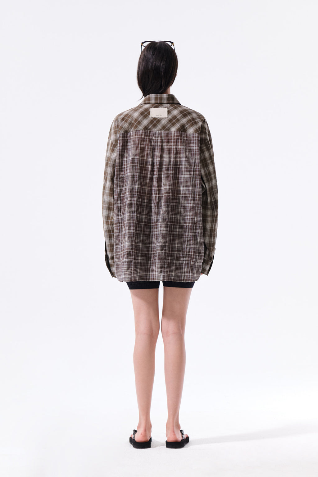 Matin Kim - Mixed Check Over Fit Shirt (Brown) product image 8 | TRAB K-Fashion Australia