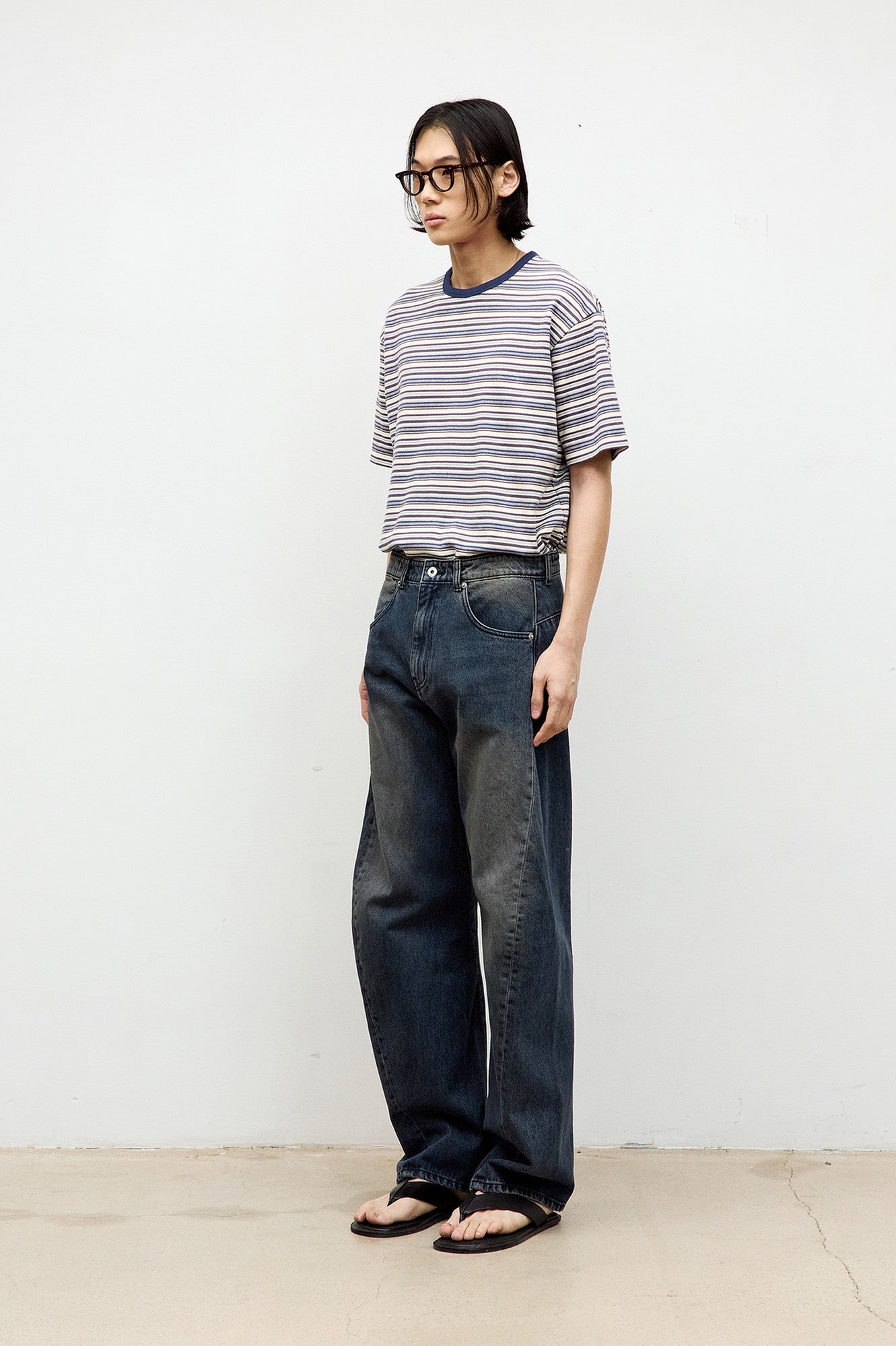 Coor - Multi-Pin Stripe T-Shirt (Blue) product image 3 | TRAB K-Fashion Australia