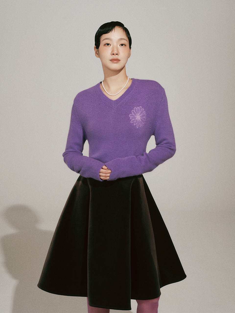 Mardi Mercredi - Raccoon Blended V Neck (Purple) product image 1 | TRAB K-Fashion Australia