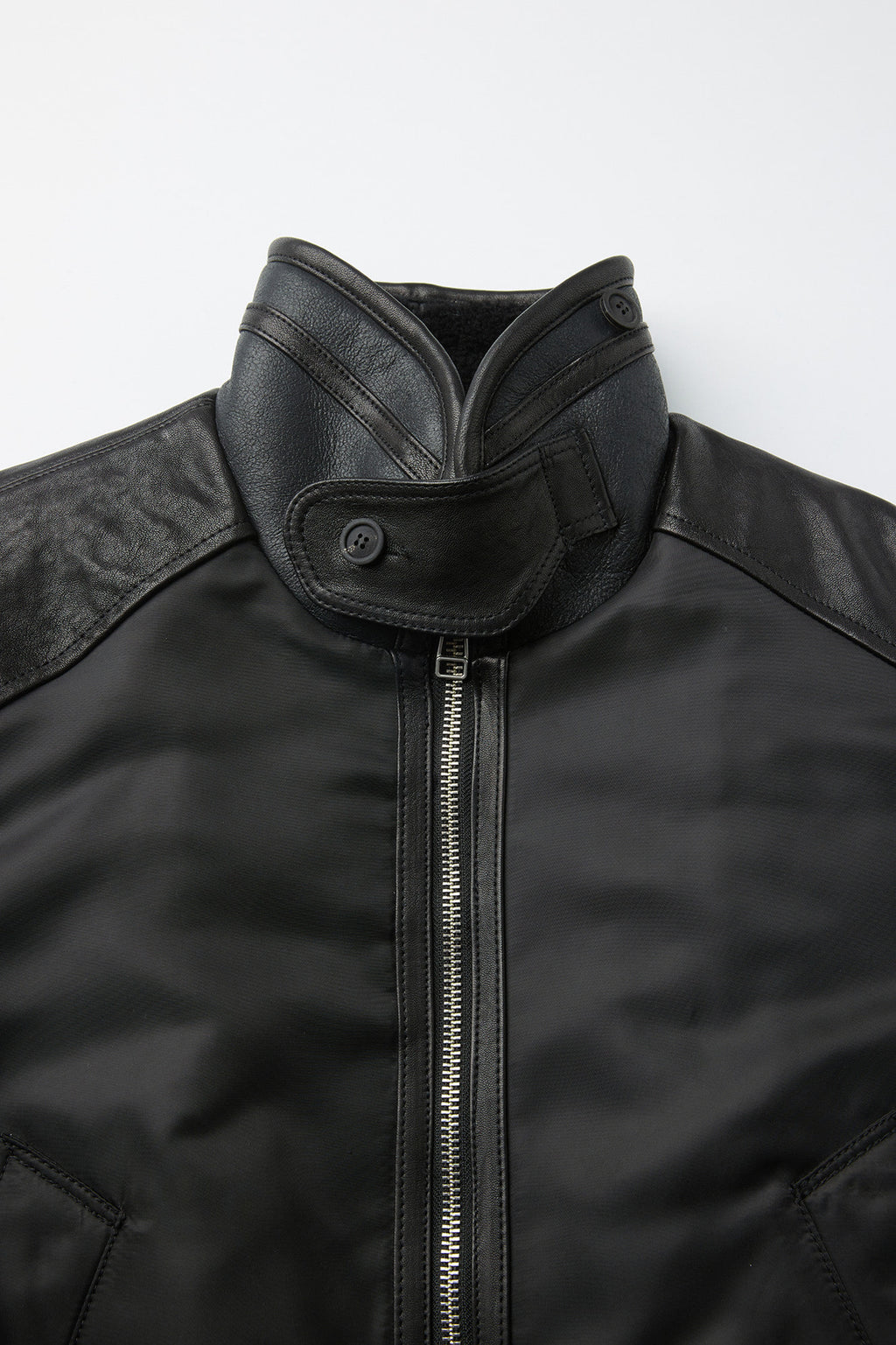 Coor - Highneck Shearling Mixed Ma-1 Jumper (Black) product image 5 | TRAB K-Fashion Australia