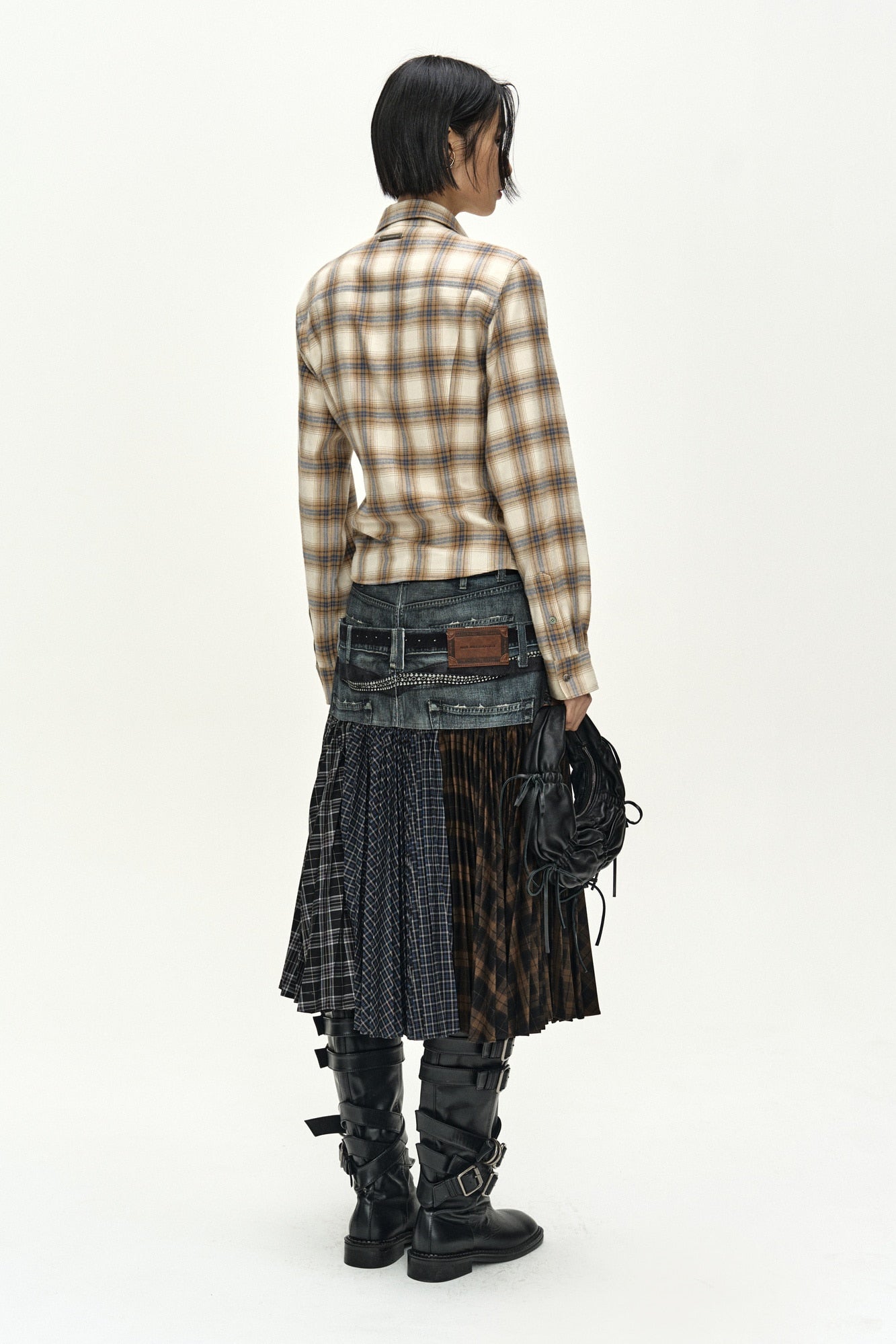 Andersson Bell - Double Belt Printed Accordion Pleats Skirt (blue) (Blue) product image 3 | TRAB K-Fashion Australia