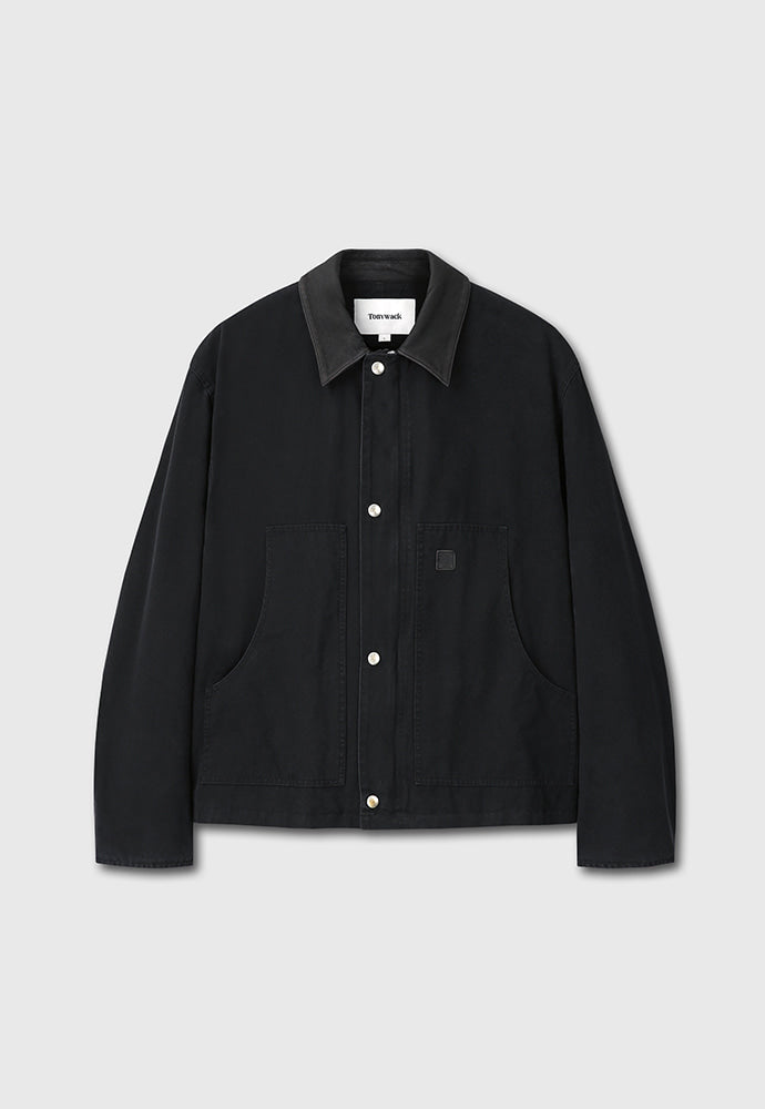 Tonywack - Leather Collar Garment-Washed Chore Jacket (Faded Black) product image 7 | TRAB K-Fashion Australia