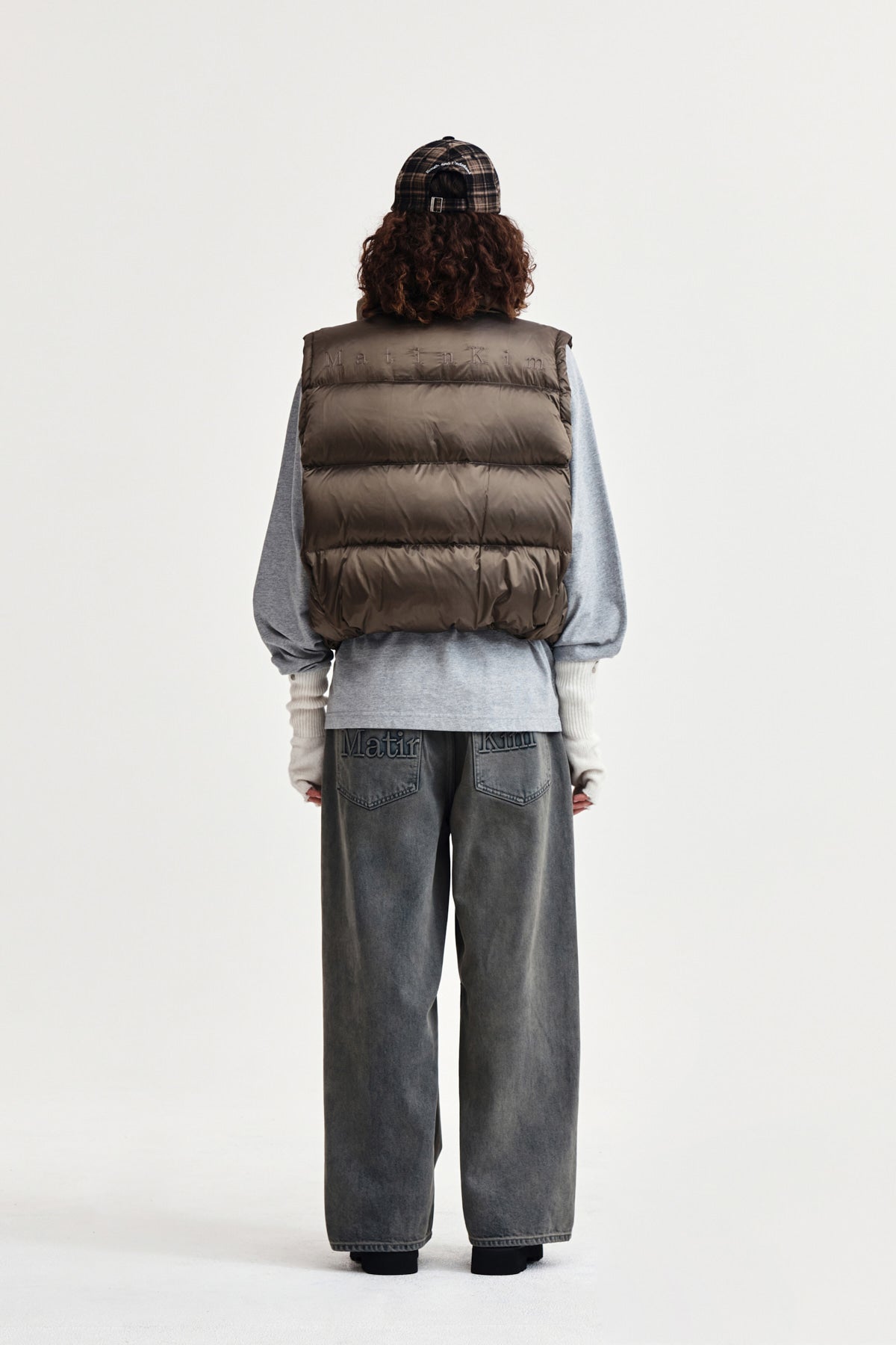 Matin Kim - Unbalance Quilted Down Vest (Khaki Brown) product image 7 | TRAB K-Fashion Australia