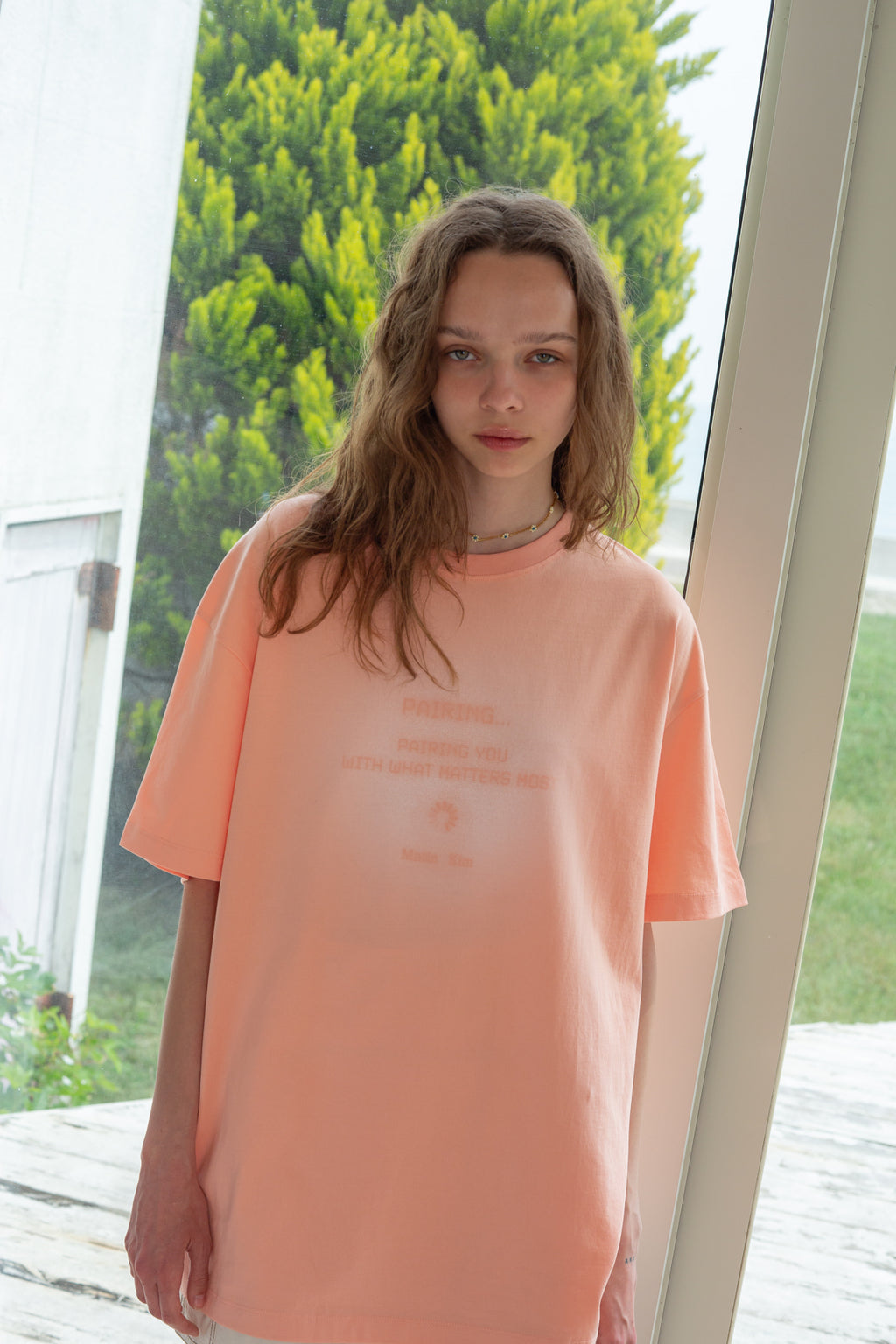 Matin Kim - Pairing Logo Printing Top (Peach) product image 8 | TRAB K-Fashion Australia