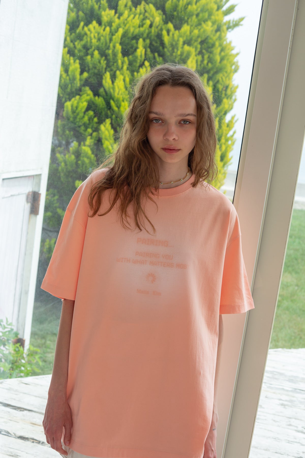 Matin Kim - Pairing Logo Printing Top (Peach) product image 8 | TRAB K-Fashion Australia