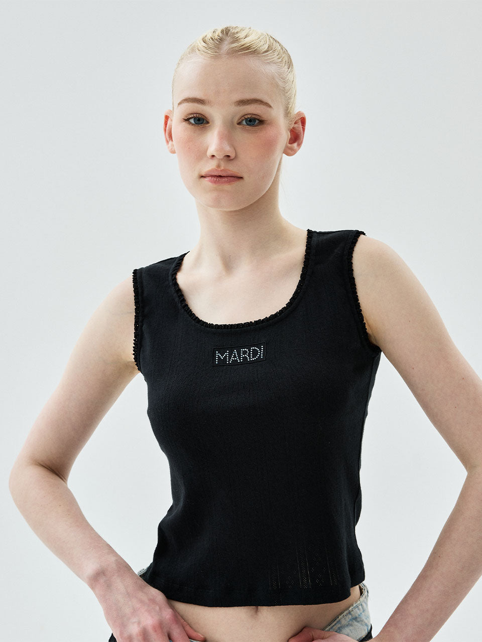 Mardi Mercredi - Tank Scoop Neck Eyelet (Black) product image 1 | TRAB K-Fashion Australia