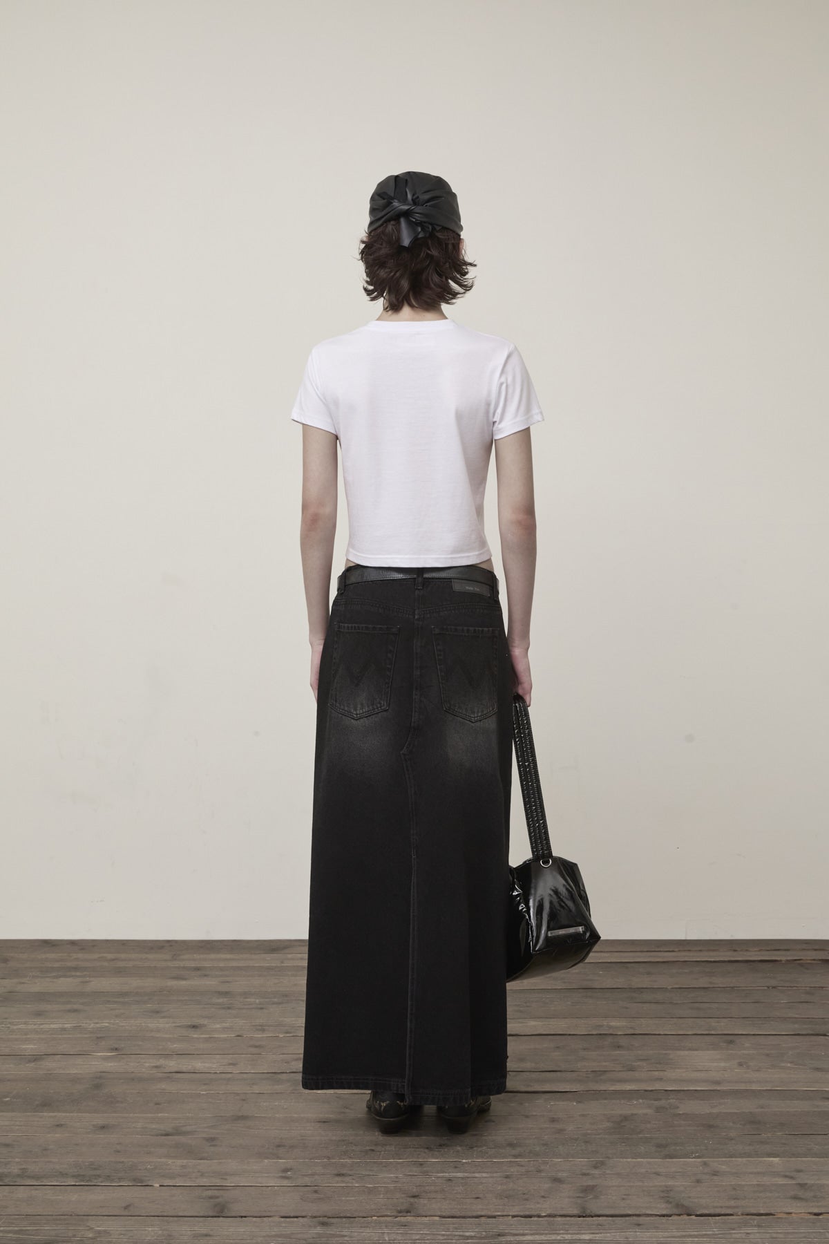 Matin Kim - Stamp Logo Graphic Crop Top (White) product image 8 | TRAB K-Fashion Australia