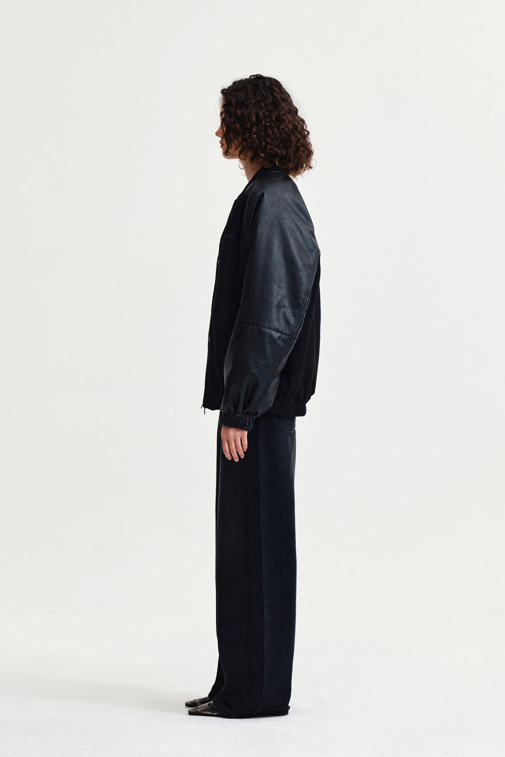 Matin Kim - Stunning Point Faux Leather Jumper (Black) product image 6 | TRAB K-Fashion Australia