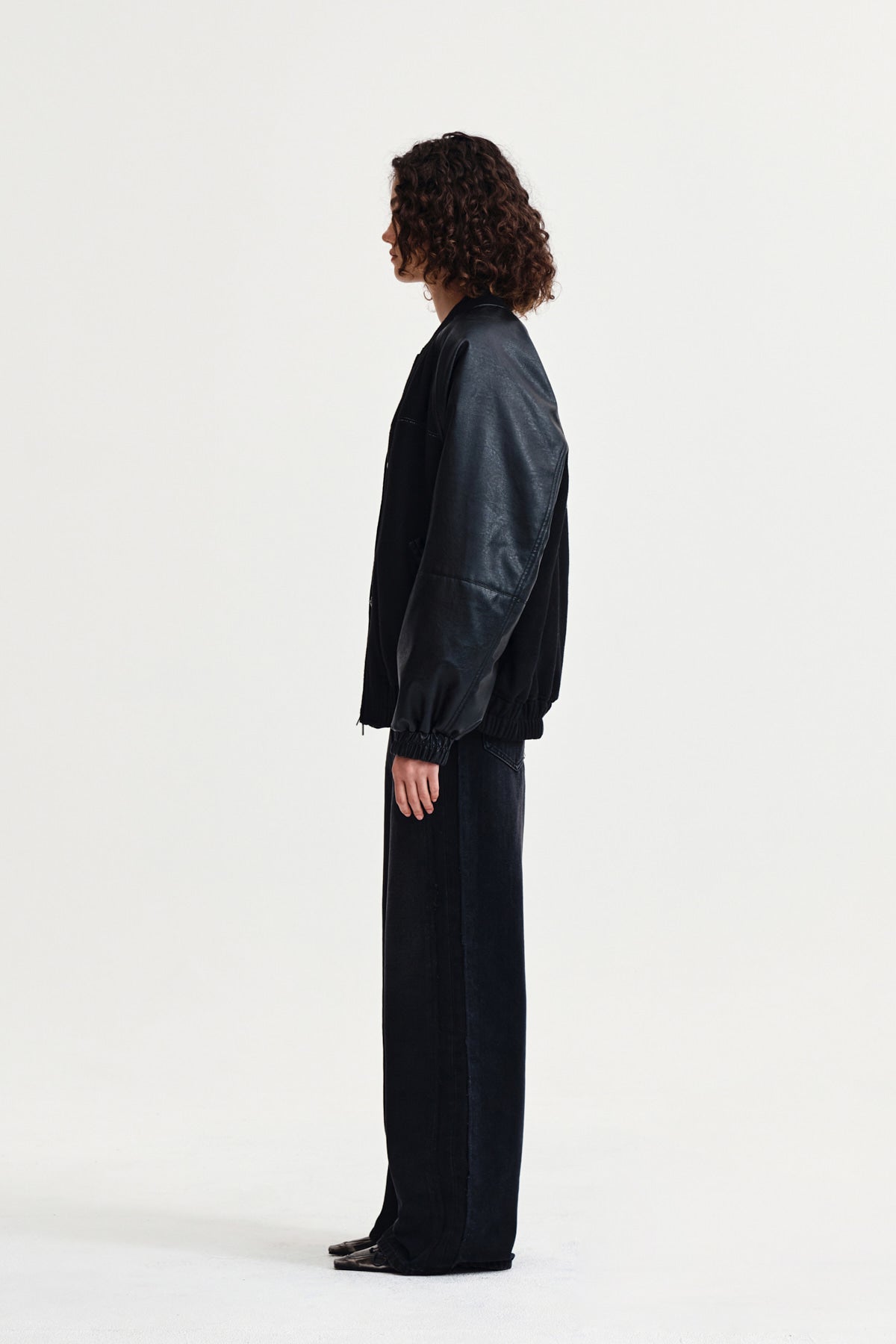 Matin Kim - Stunning Point Faux Leather Jumper (Black) product image 6 | TRAB K-Fashion Australia