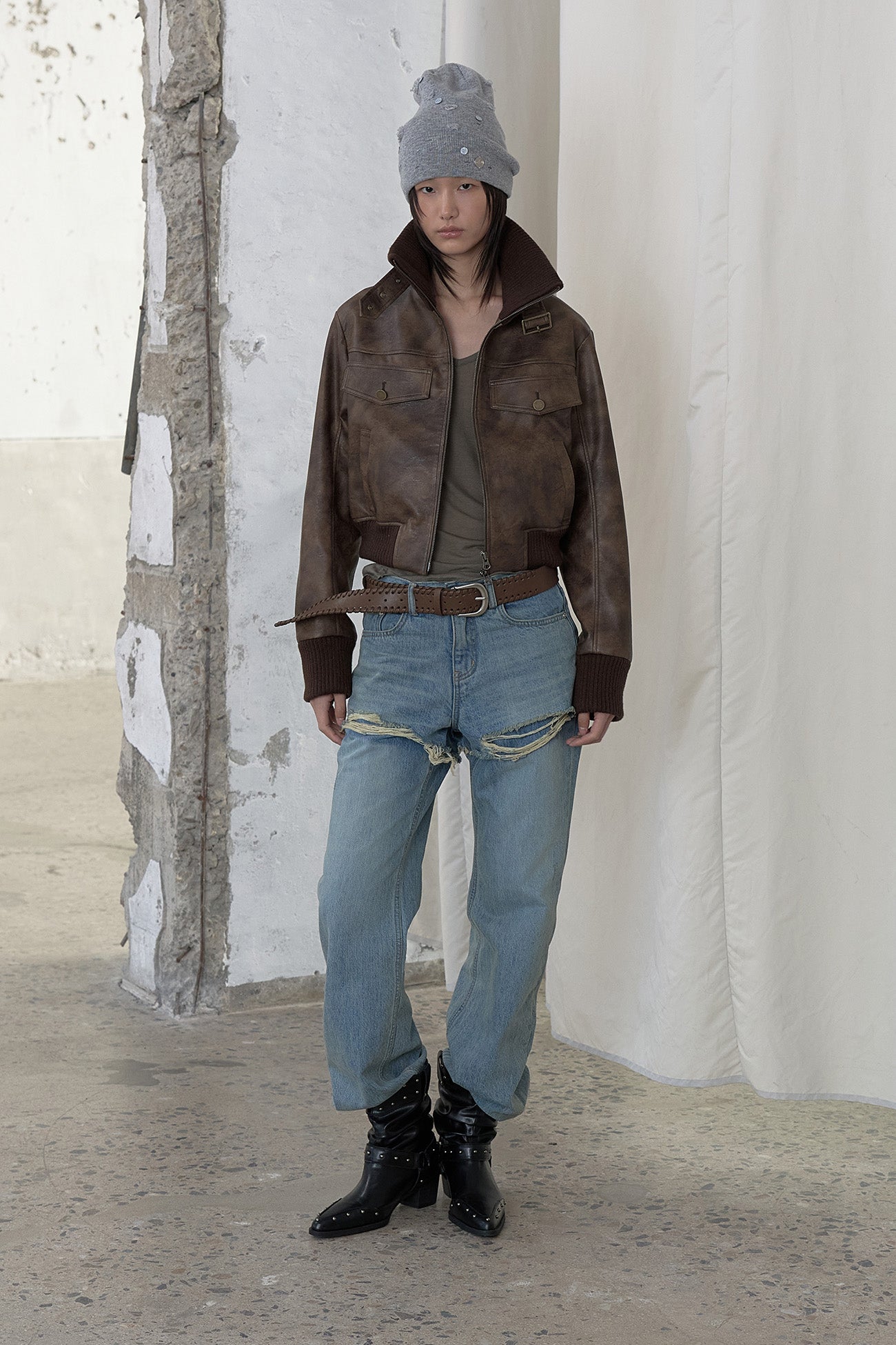 Deinet - Layered Semi Bootscut Denim Pants (Light Blue) product image 4 | TRAB K-Fashion Australia