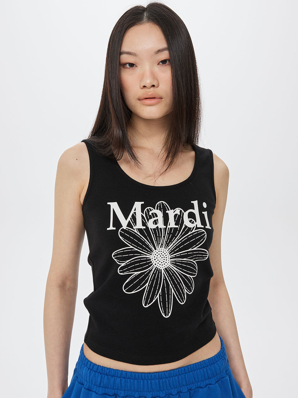Mardi Mercredi - [Pre-Order – Ships March 20] Tank Scoop Neck Flowermardi (Black White) product image 1 | TRAB K-Fashion Australia