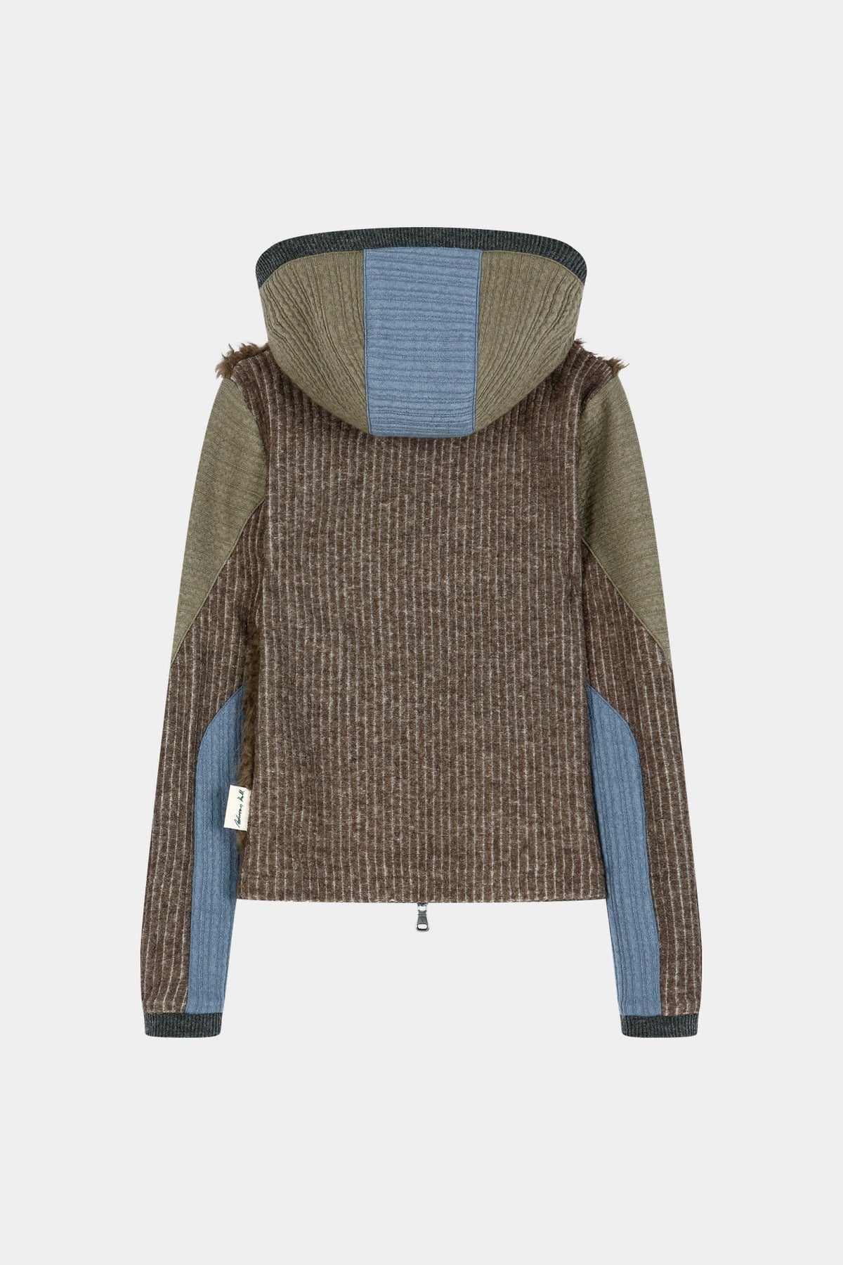 Andersson Bell - Fur Color-Blocked Hooded Zip-Up (Brown/Blue) product image 9 | TRAB K-Fashion Australia