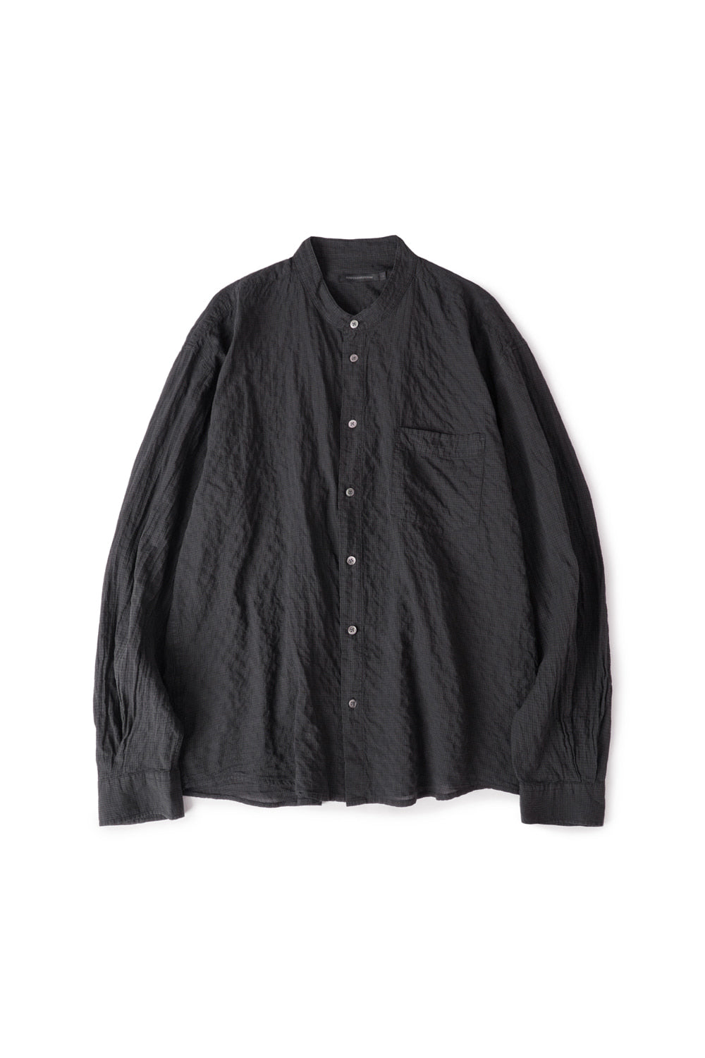 Hatchingroom - Band Collar Shirt Pin Check Dyed (Charcoal) product image 1 | TRAB K-Fashion Australia