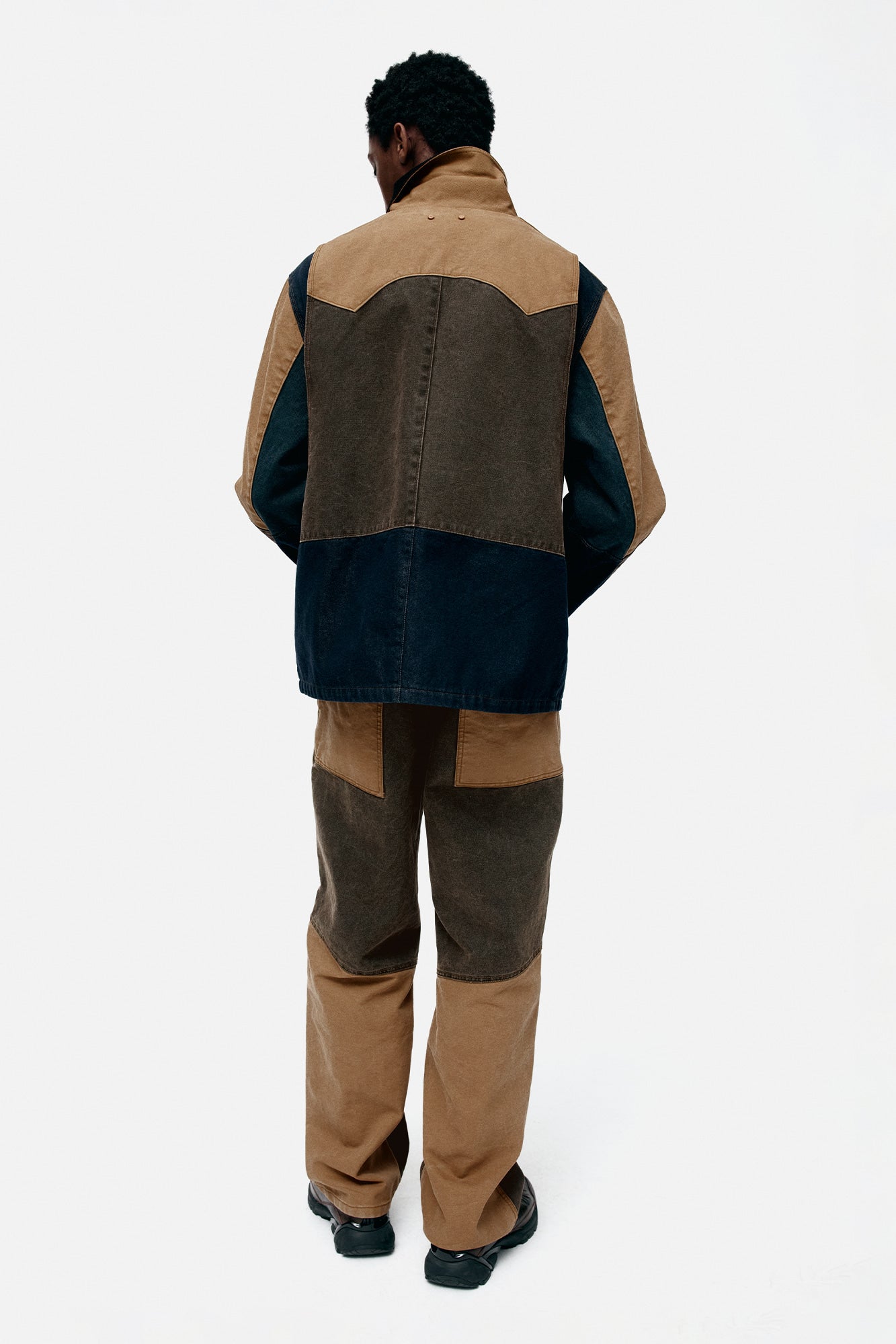 Andersson Bell - Patchwork Carpenter Wide-Leg Jeans (Brown) product image 7 | TRAB K-Fashion Australia