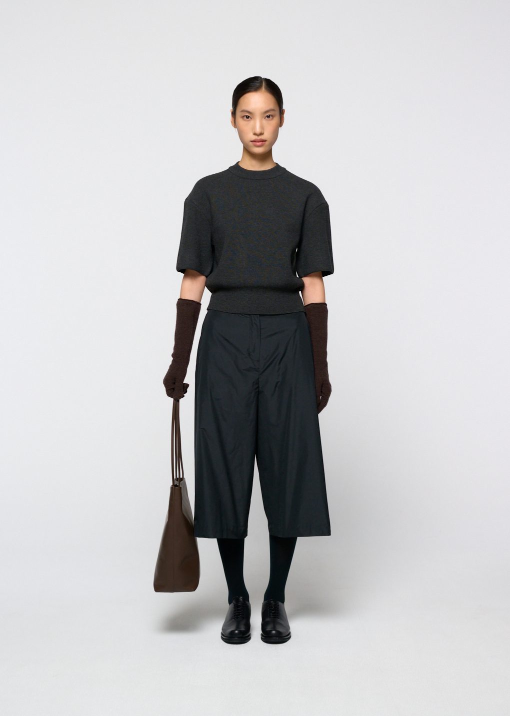 Amomento - Rounded half knit top (Charcoal) product image 2 | TRAB K-Fashion Australia