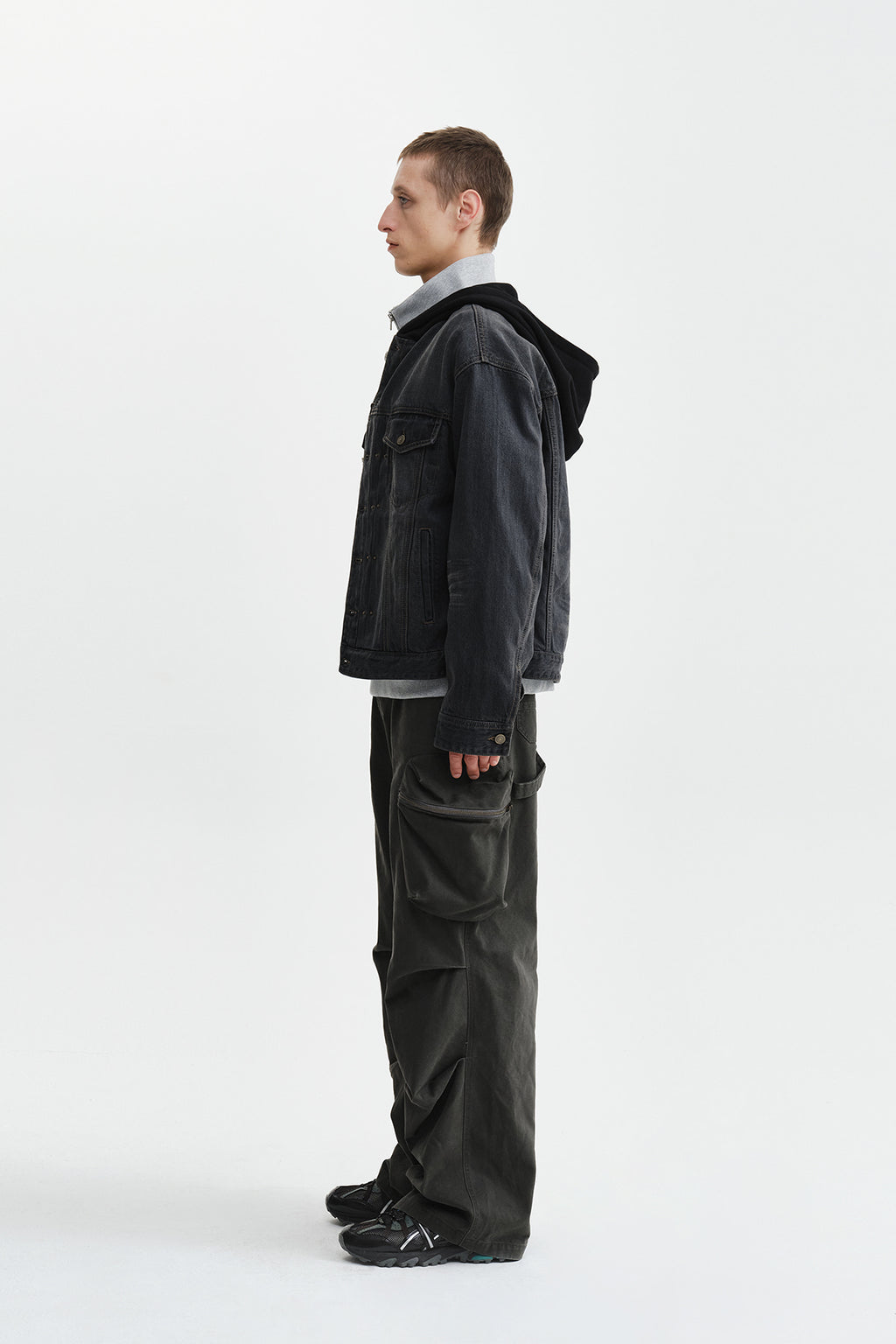 Matin Kim - Western Panel Hooded Denim Jumper (Black) product image 7 | TRAB K-Fashion Australia