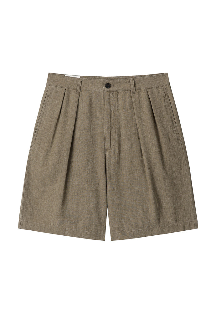 Art if acts - Washed Linen Two Tuck Shorts (Khaki Beige) product image 5 | TRAB K-Fashion Australia