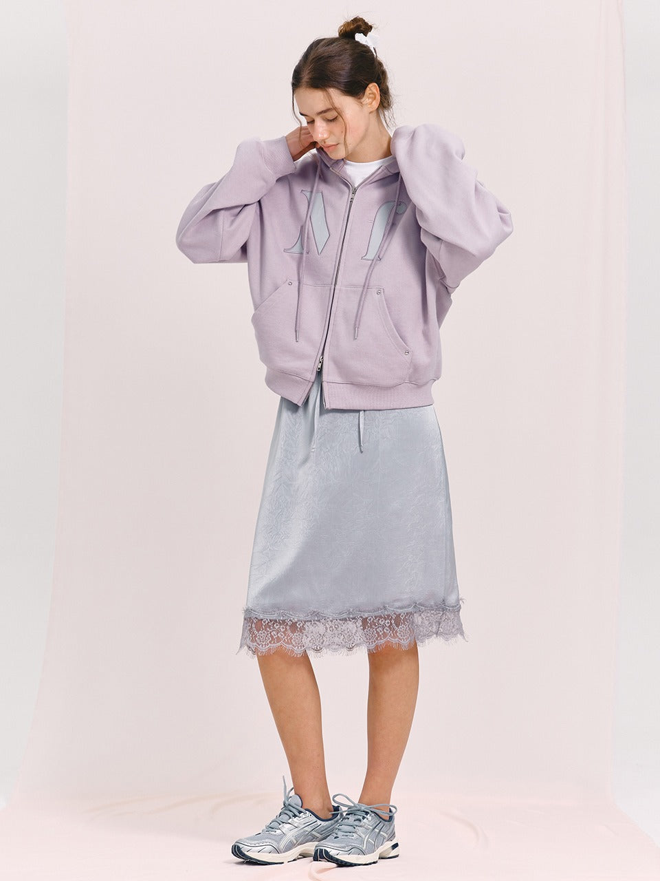 Margarin Fingers - Lace Jacquard Skirt (Light Blue) product image 1 | TRAB K-Fashion Australia
