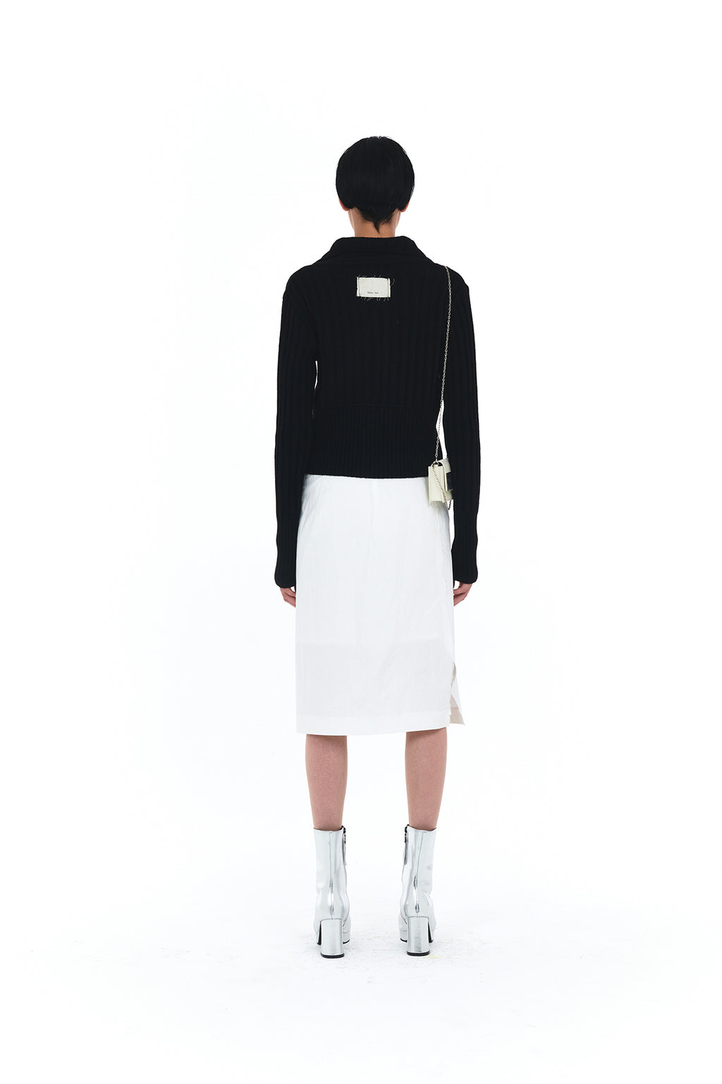 Matin Kim - Semi Crop Knit Button Cardigan (Black) product image 6 | TRAB K-Fashion Australia