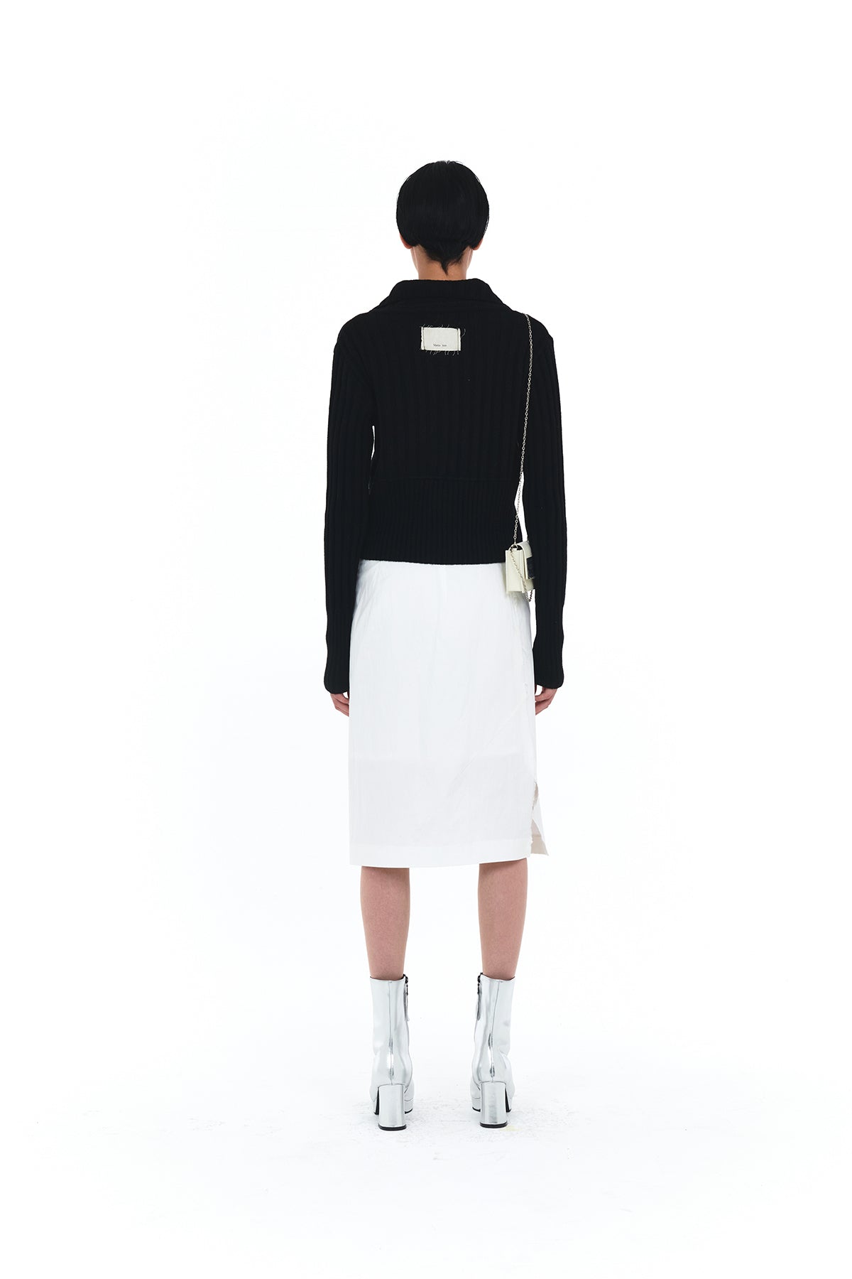 Matin Kim - Semi Crop Knit Button Cardigan (Black) product image 6 | TRAB K-Fashion Australia
