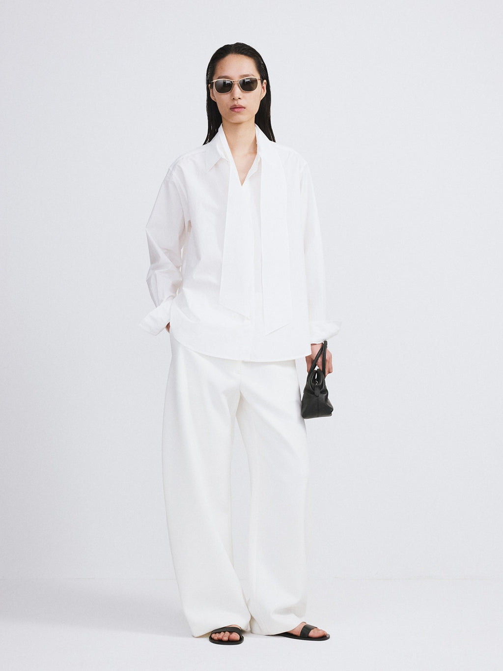 Recto - Detachable Scarf Cotton Shirt (Off White) product image 1 | TRAB K-Fashion Australia