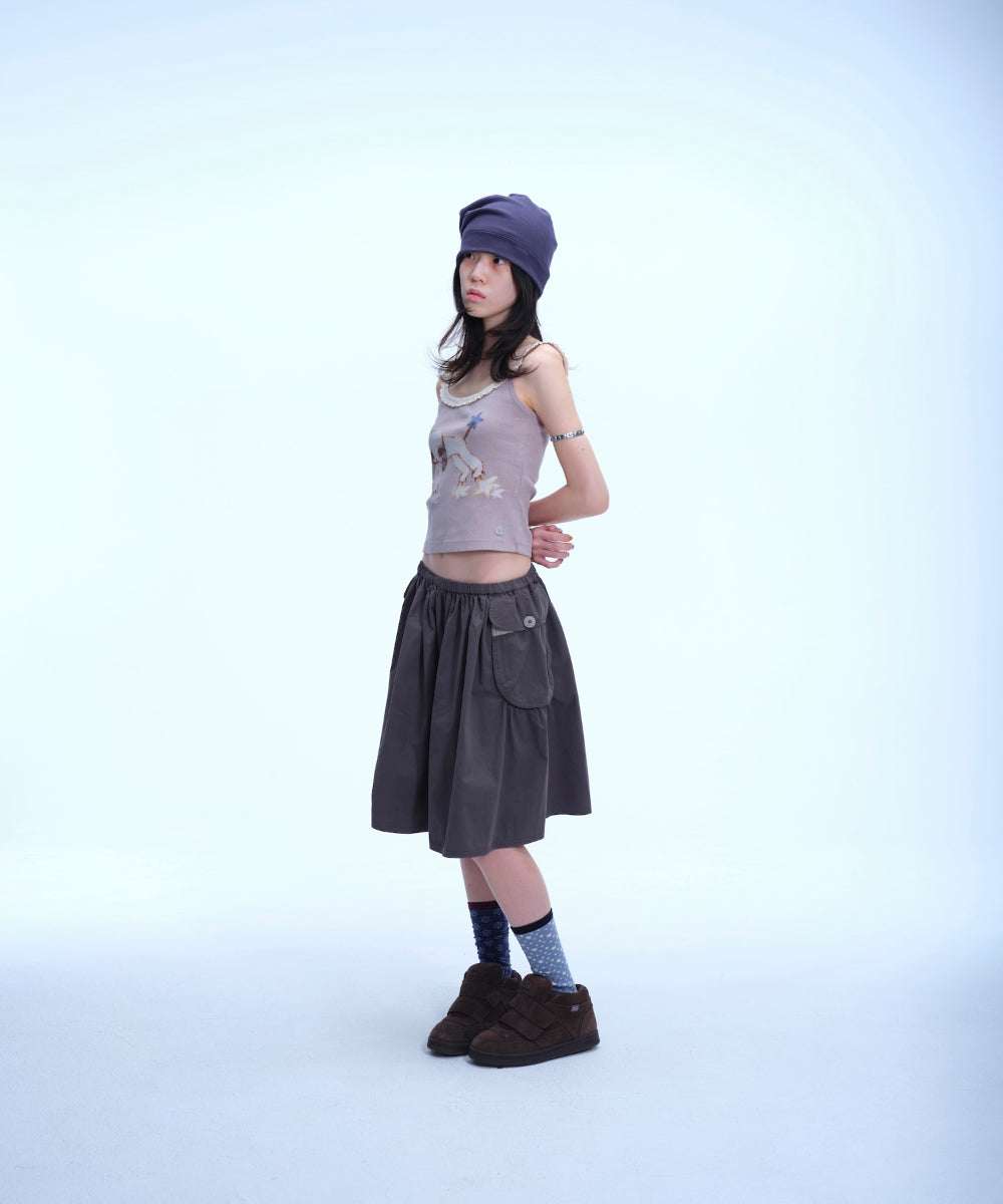 Coyseio - Big Pocket Shirring Skirt (Charcoal) product image 3 | TRAB K-Fashion Australia