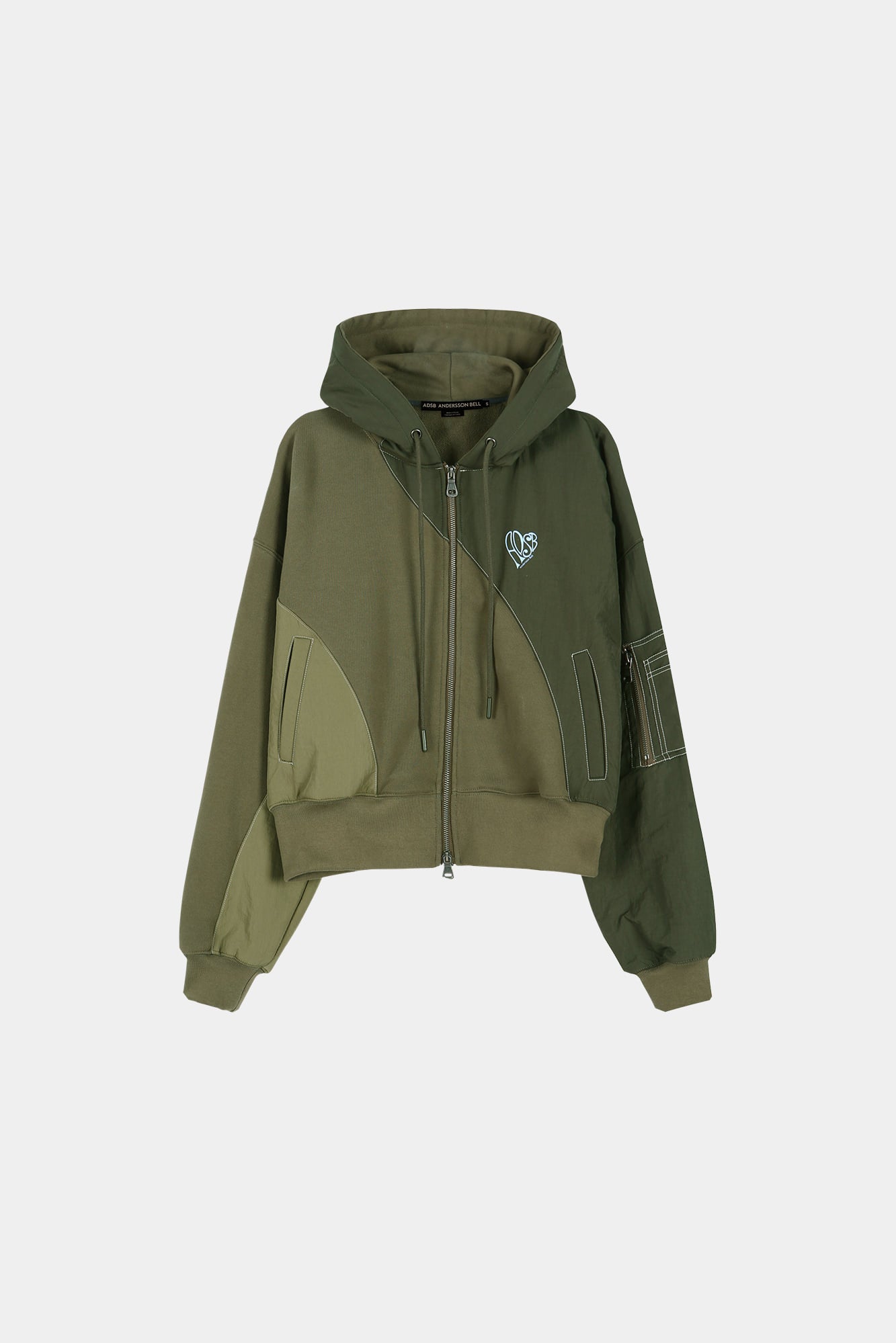 Andersson Bell - Patchwork Ma-1 Hoodie Zip Up (Khaki) product image 9 | TRAB K-Fashion Australia