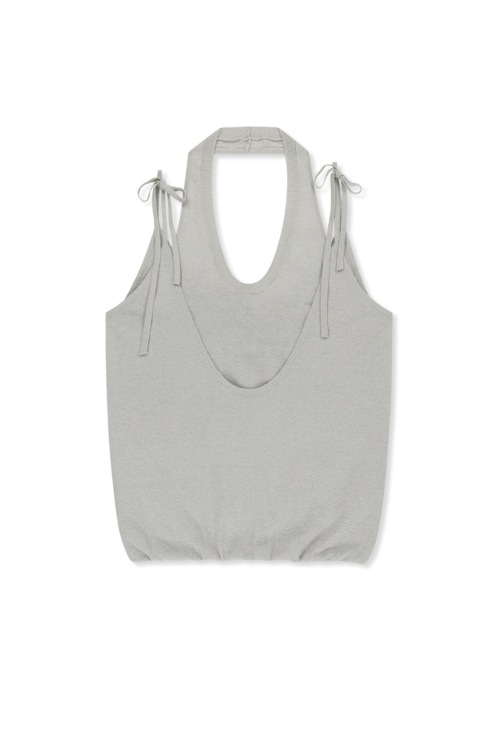 Matin Kim - Layered Tie Halter Neck Knit Top (Light Grey) product image 1 | TRAB K-Fashion Australia