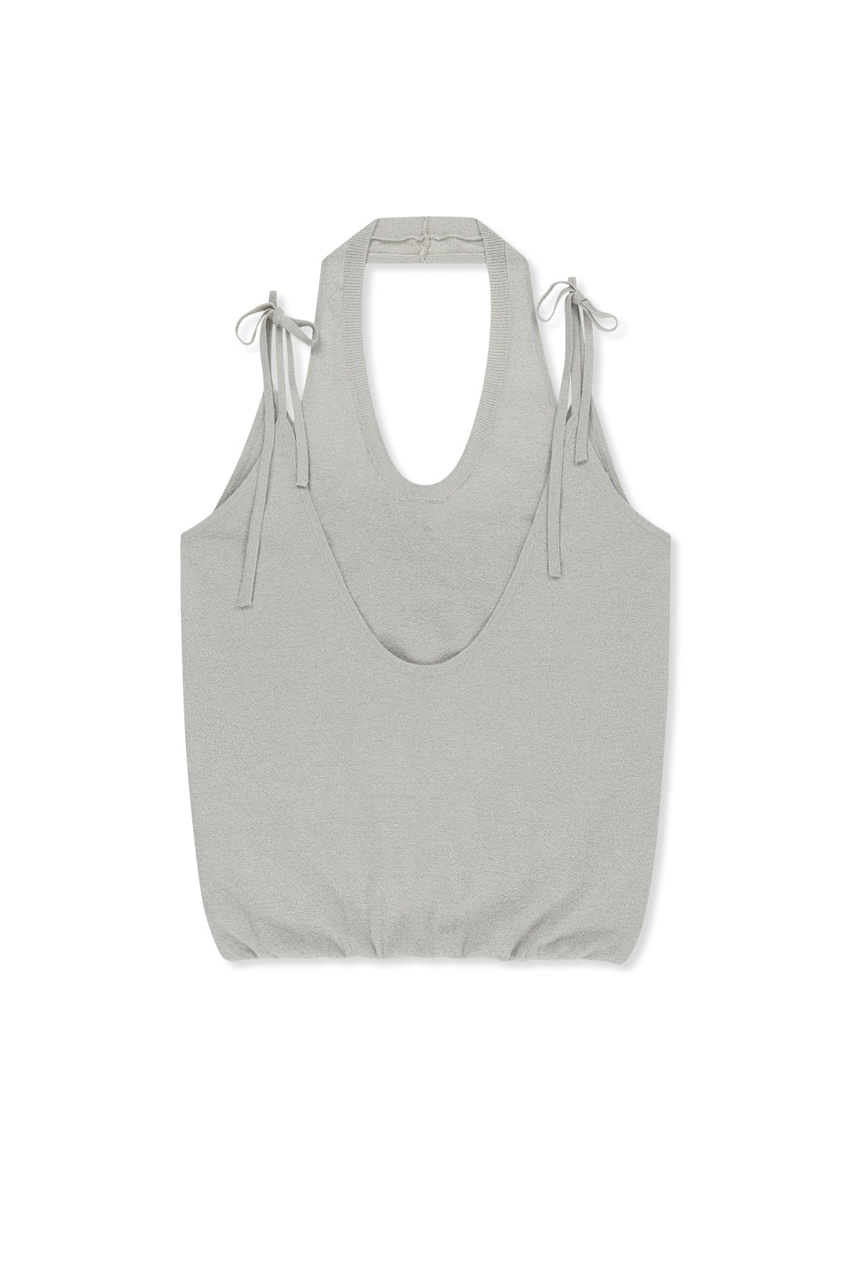Matin Kim - Layered Tie Halter Neck Knit Top (Light Grey) product image 1 | TRAB K-Fashion Australia