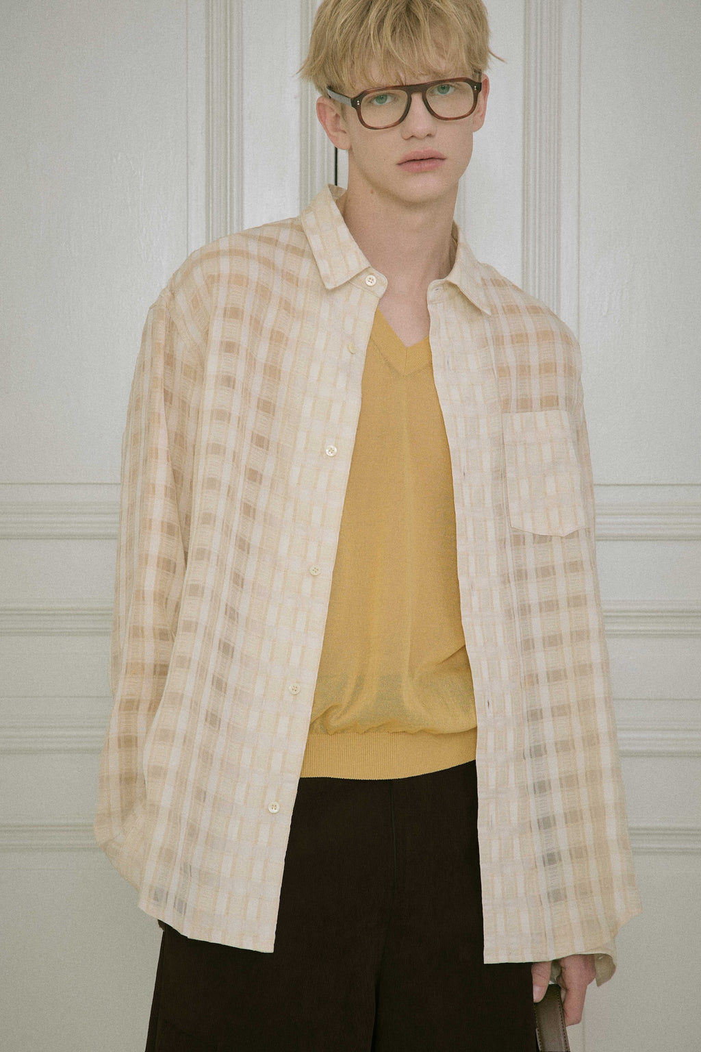 STU - Comfortable Check Shirt (Beige) product image 8 | TRAB K-Fashion Australia