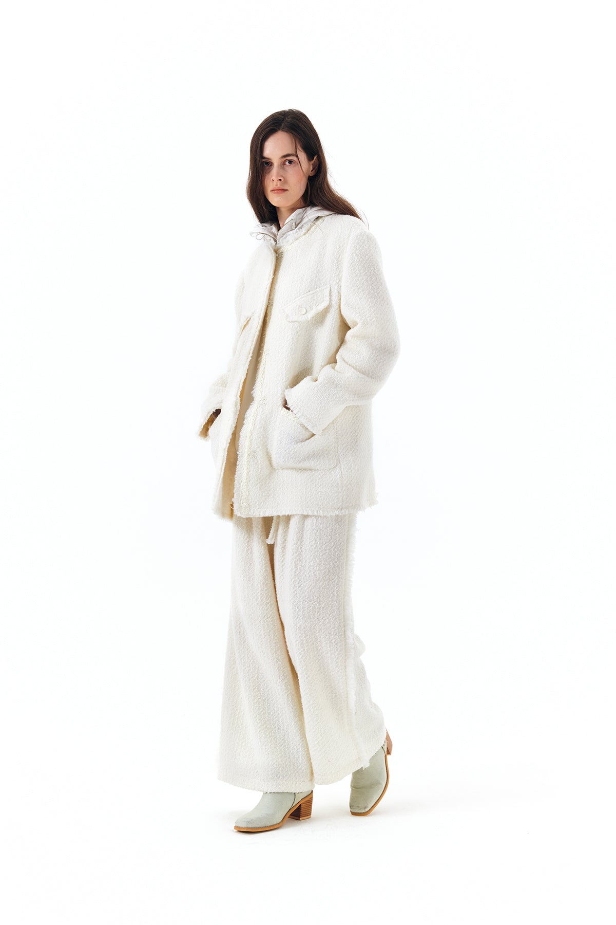 Matin Kim - Tweed String Wide Trouser (Ivory) product image 9 | TRAB K-Fashion Australia
