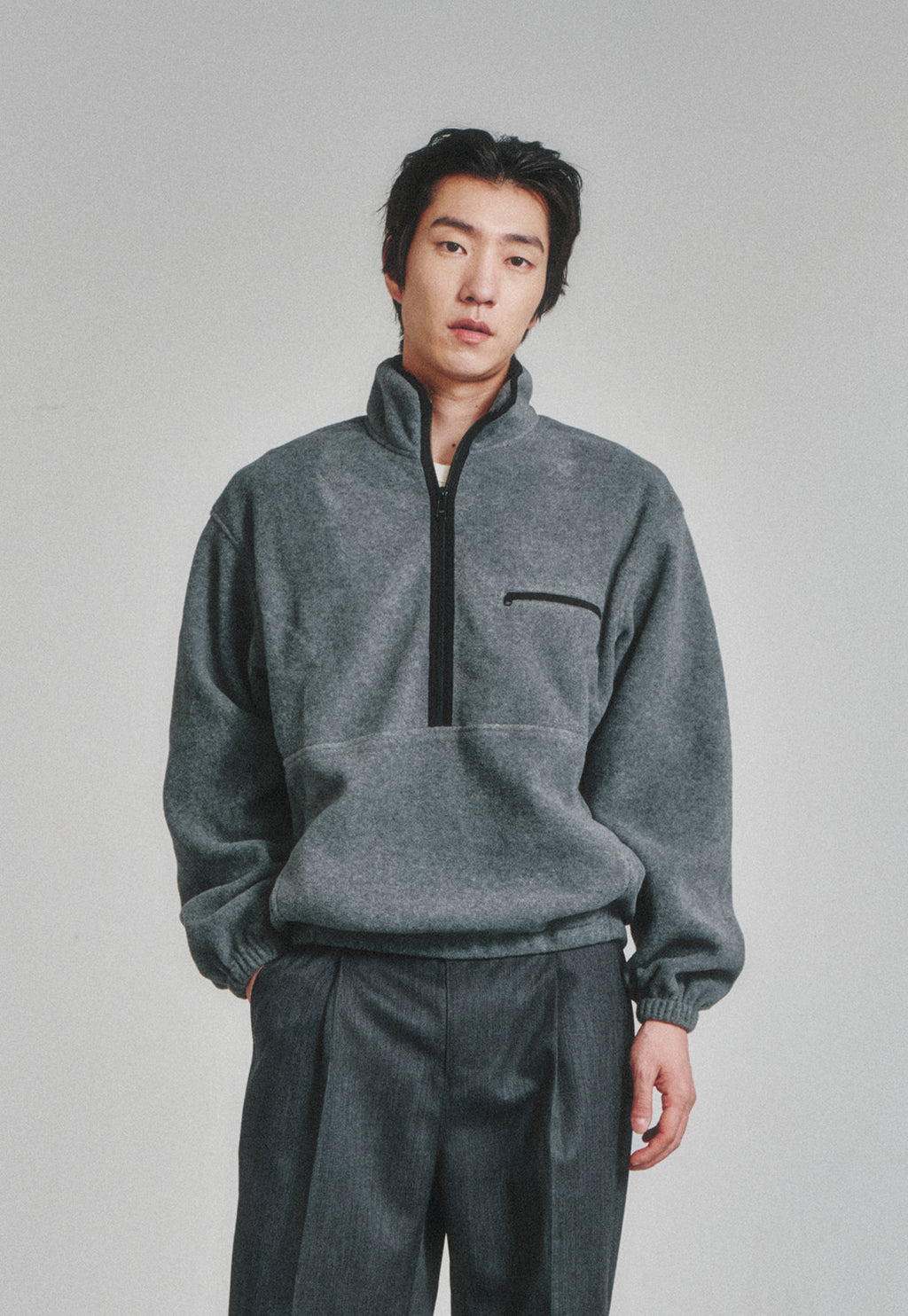 Art if acts - Fleece Half Zip Pullover (Grey) product image 4 | TRAB K-Fashion Australia