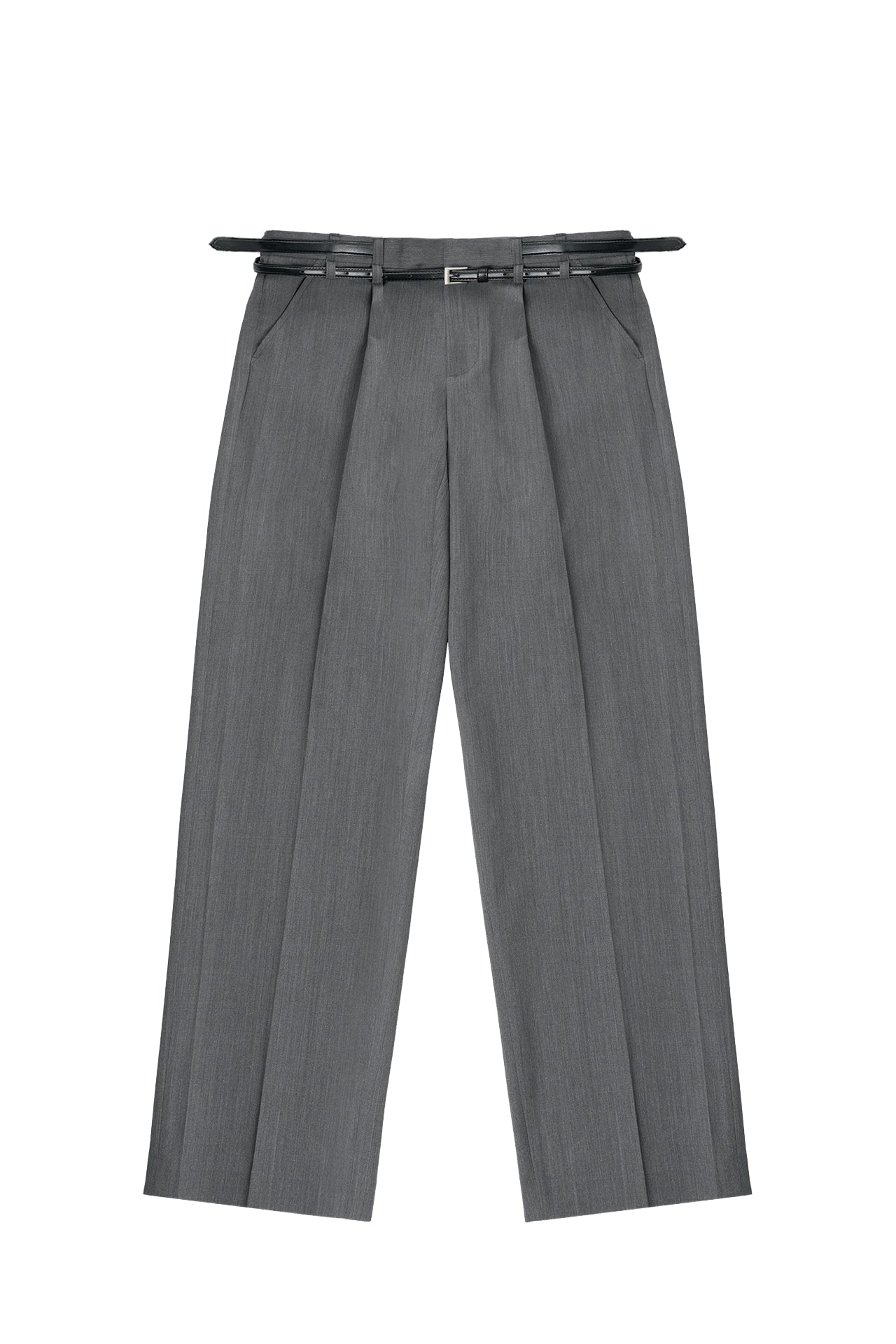 STU - Crease Double Belt Slacks (Mid Grey) product image 17 | TRAB K-Fashion Australia