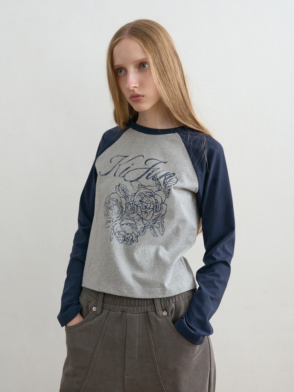 Kijun - Rose Raglan Tee (Navy) product image 5 | TRAB K-Fashion Australia