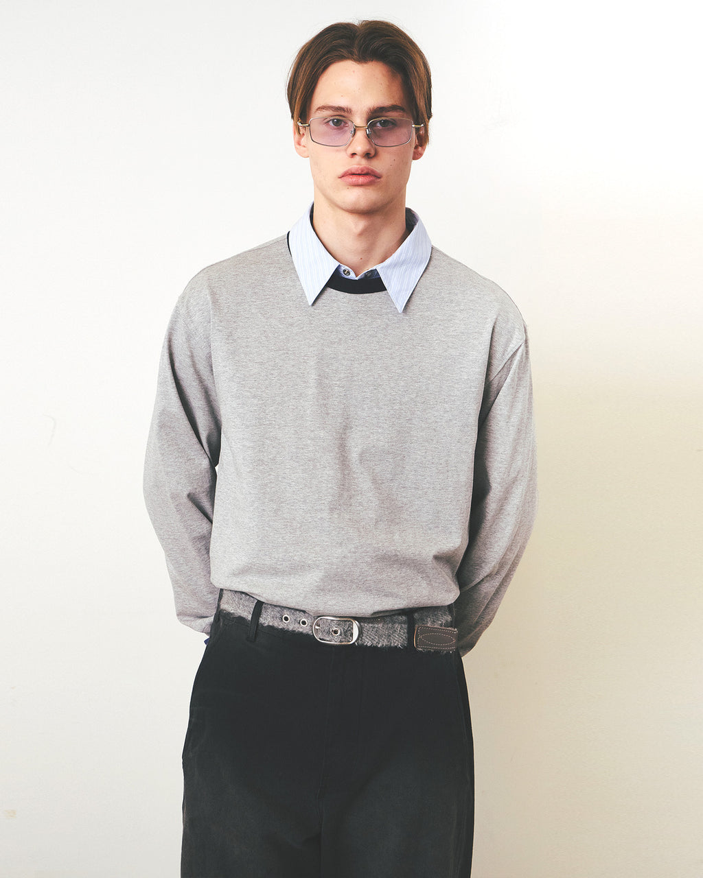 Eastlogue - 11 Ringer L.s T-shirts (Melange Grey & Navy) product image 3 | TRAB K-Fashion Australia