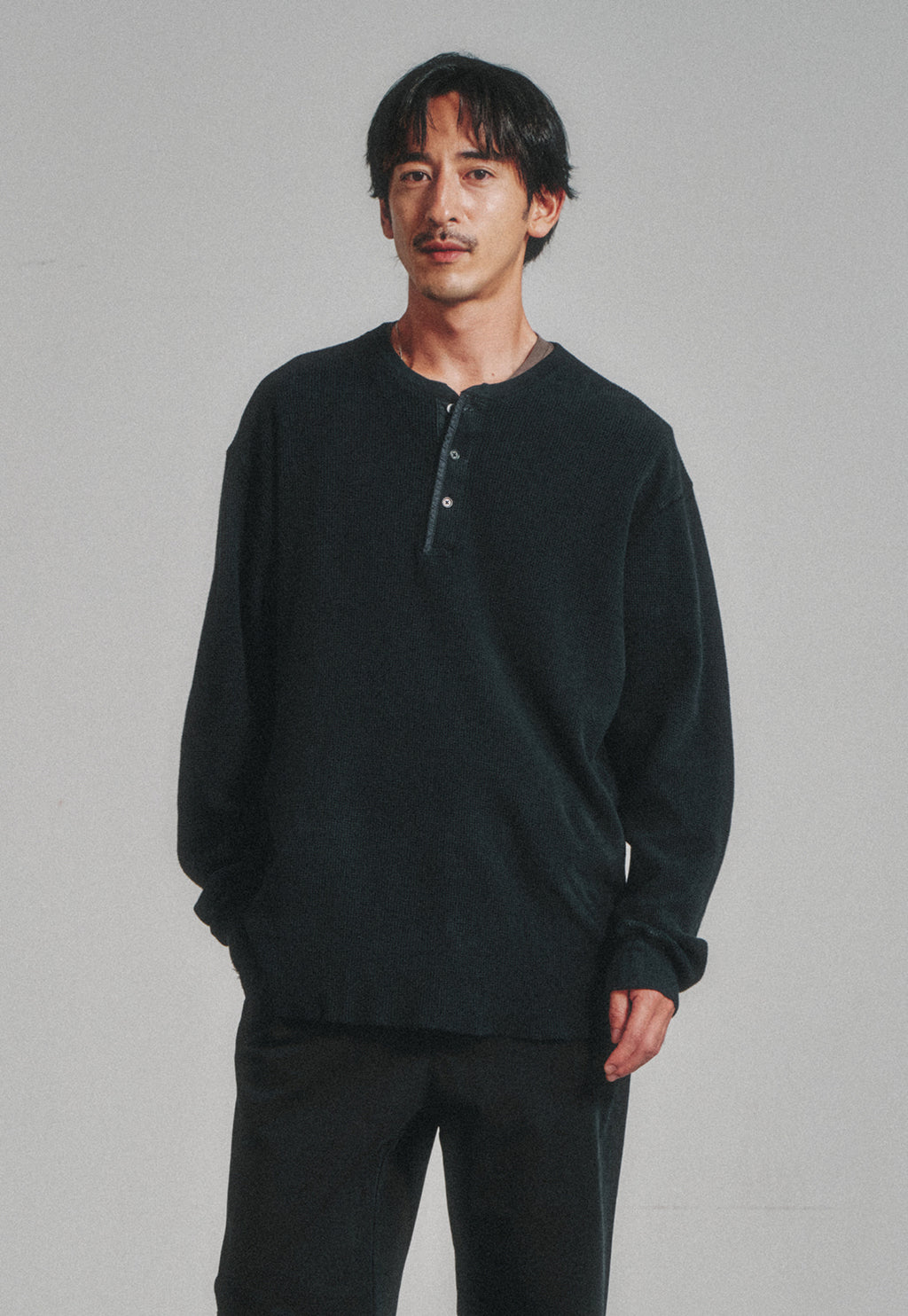 Art if acts - Garment Dyed Waffle Henley (Faded Black) product image 4 | TRAB K-Fashion Australia