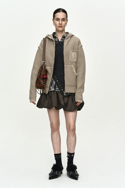 Andersson Bell - Unisex Heart Logo Hood Zip-Up Sweater (Beige) product image 1 | TRAB K-Fashion Australia