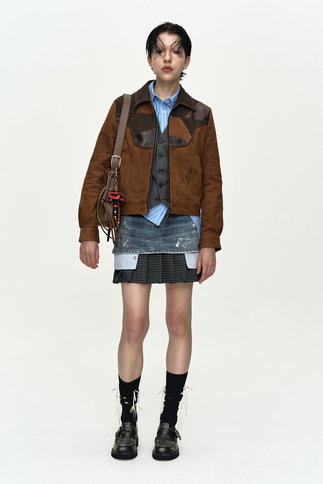 Andersson Bell - Harvey Leather Patchwork Jacket (Brown) product image 10 | TRAB K-Fashion Australia