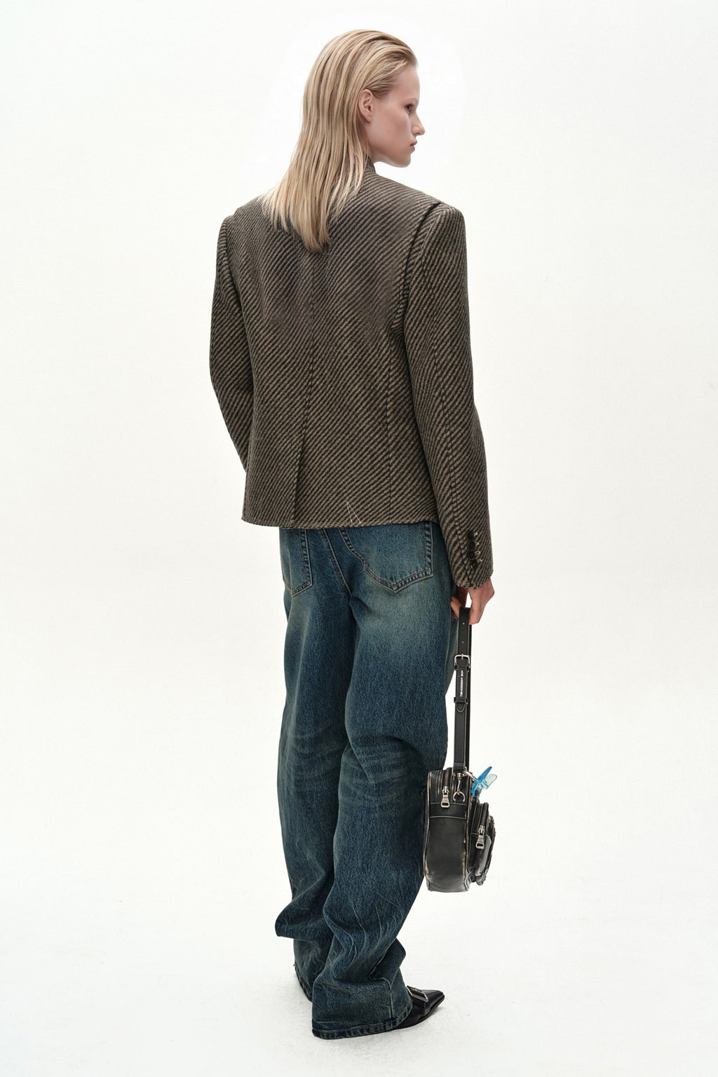 Andersson Bell - Wool Twill Cropped Tailored Jacket (Brown) product image 5 | TRAB K-Fashion Australia