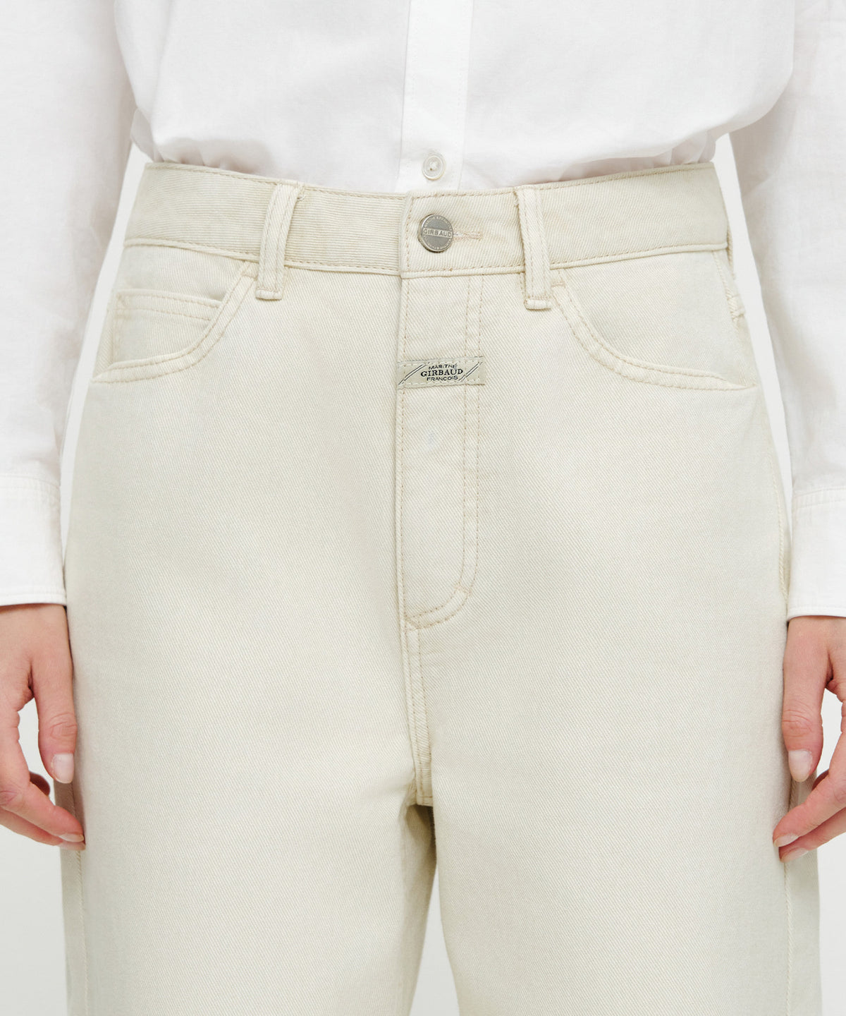 Marithe & Francois Girbaud - [Pre-order – Ships 12 Oct] Straight Denim Pants (Cream) product image 1 | TRAB K-Fashion Australia
