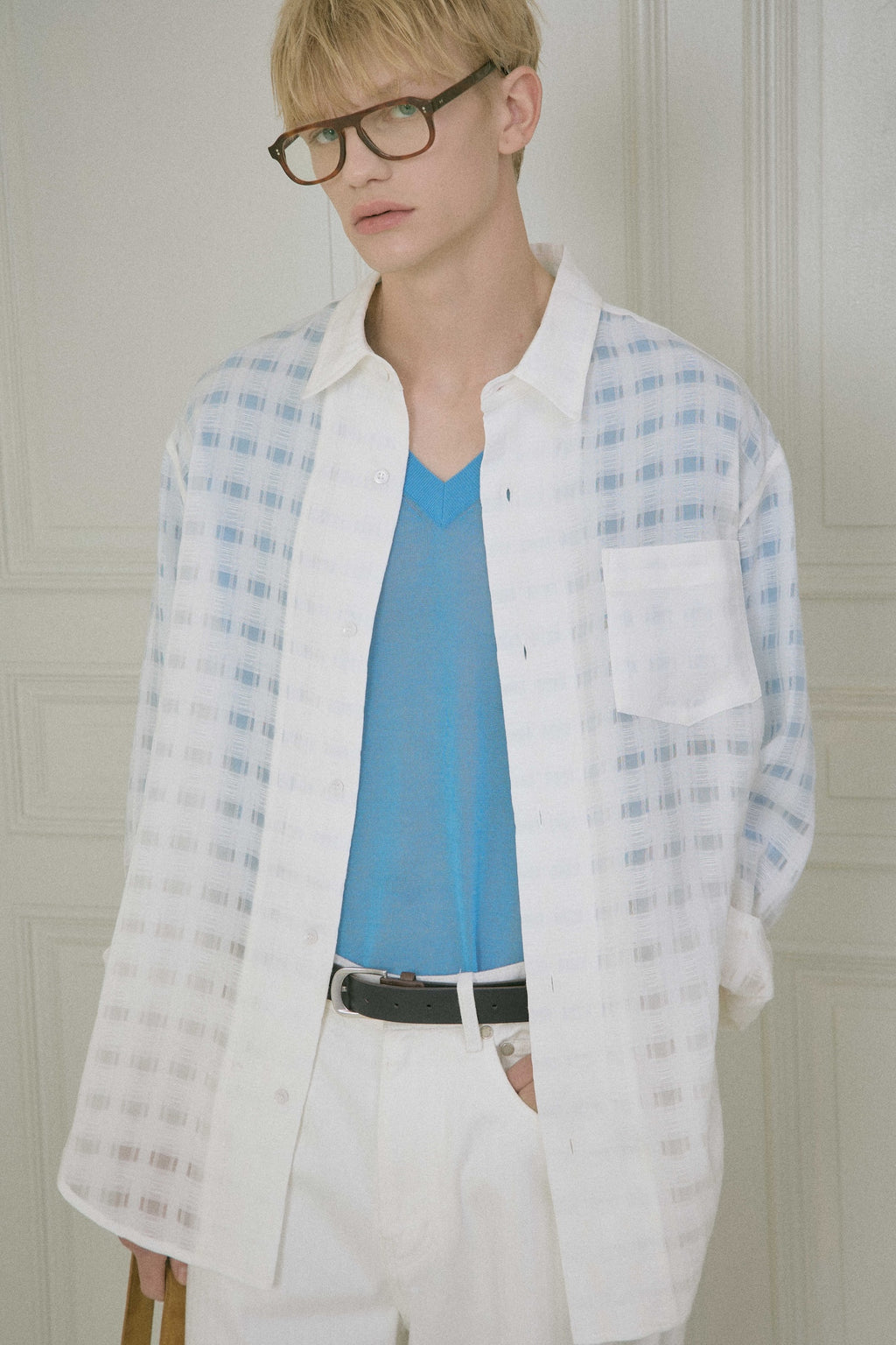 STU - Comfortable Check Shirt (White) product image 11 | TRAB K-Fashion Australia
