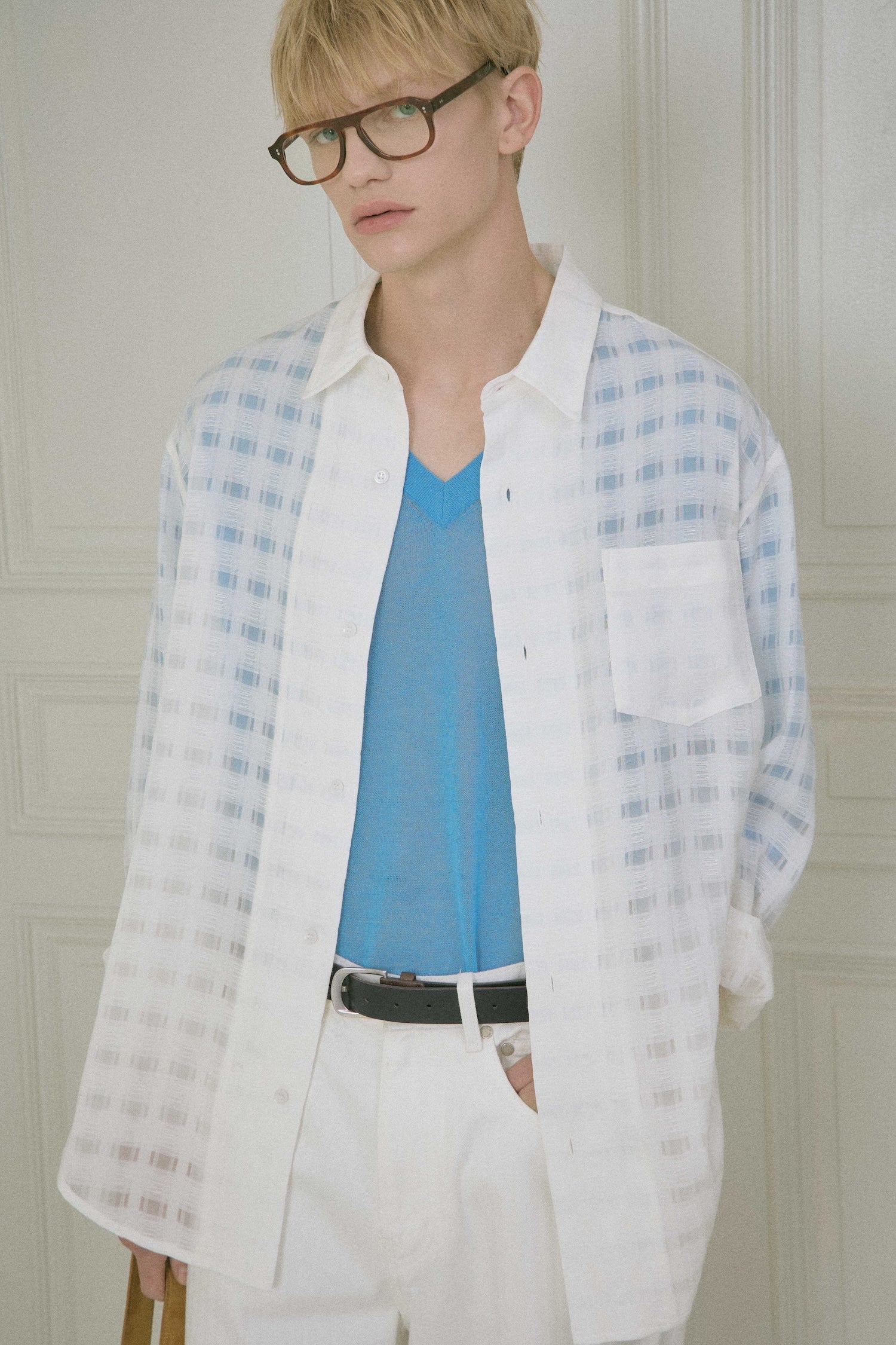 STU - Comfortable Check Shirt (White) product image 11 | TRAB K-Fashion Australia