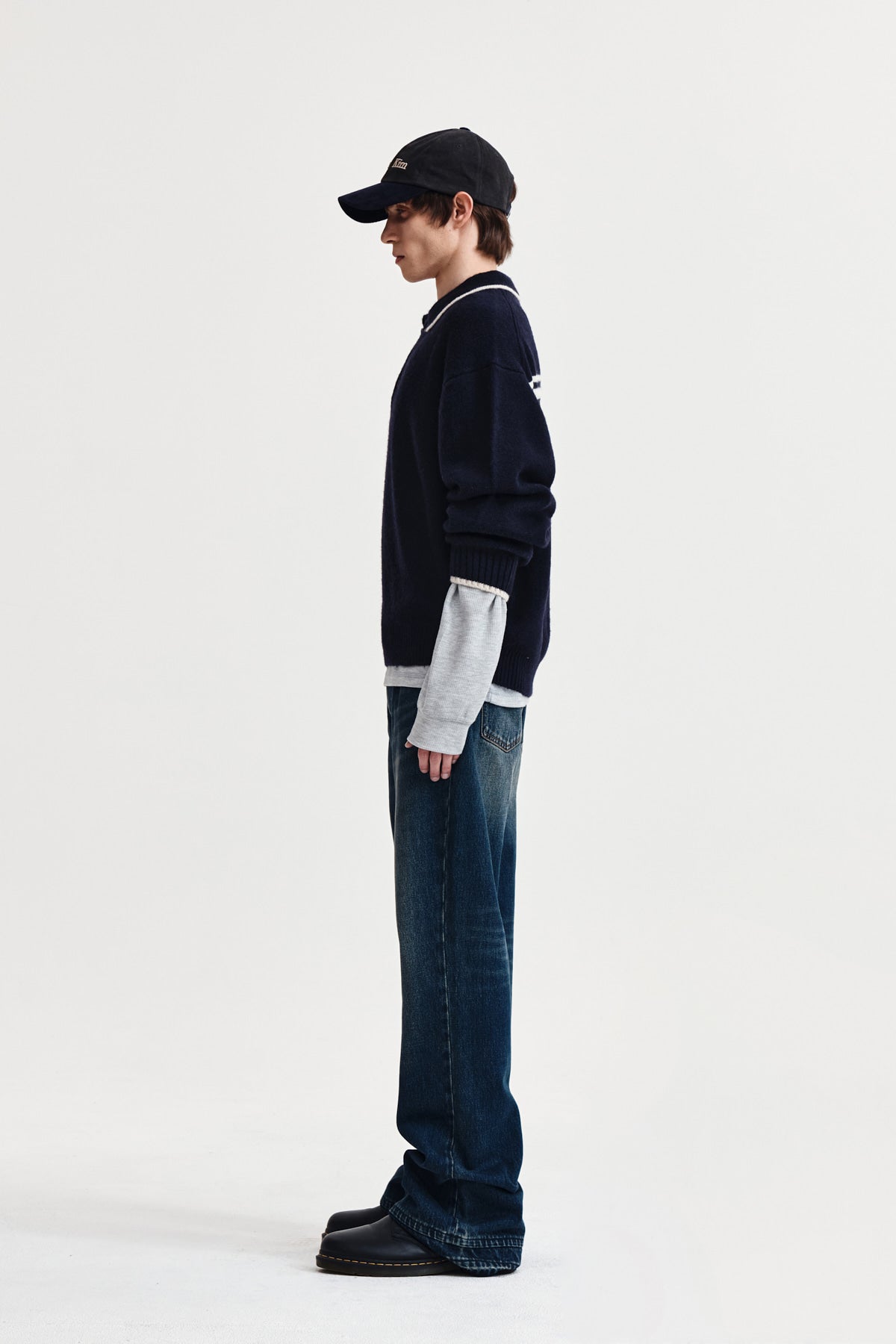 Matin Kim - Back Logo Collar Knit Top (Dark Navy) product image 6 | TRAB K-Fashion Australia