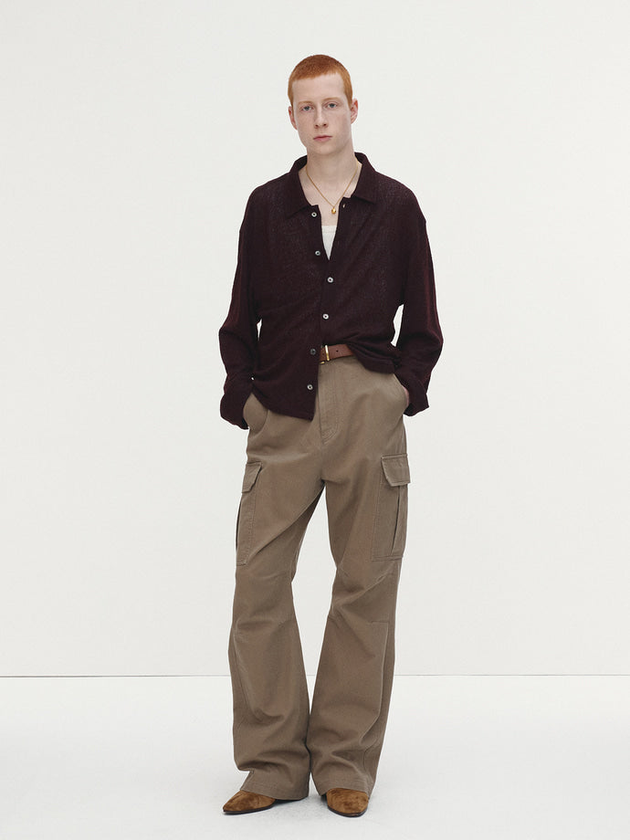Tonywack - Washed Cotton Loose Flared Cargo Pants (Beige) product image 2 | TRAB K-Fashion Australia